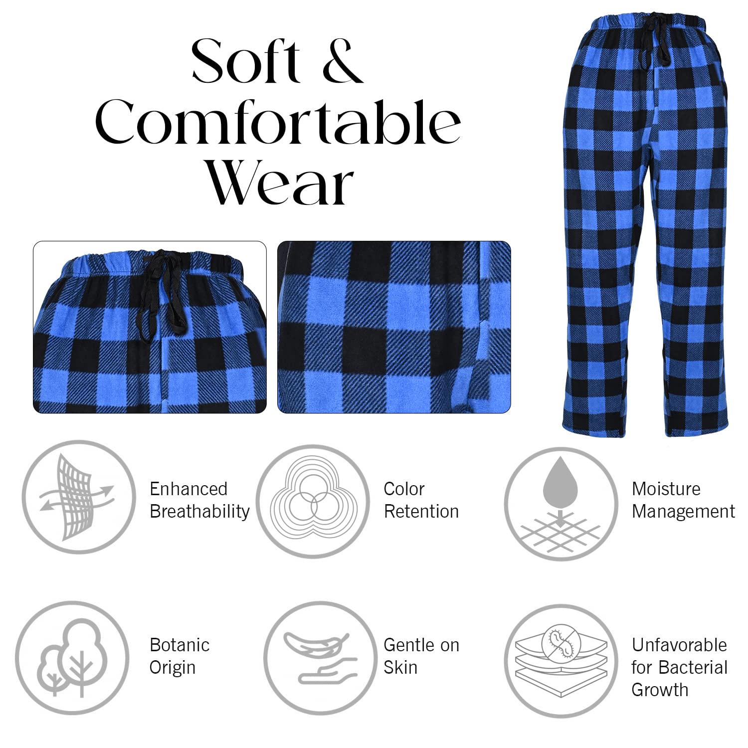 Cozy Boys Fleece Pajama Pants - Plaid Sleepwear for Big Boys Size 8-18 - Perfect for Christmas, Winter Holidays & Sleepovers - Soft & Warm Lounge Pants for Kids & Teens