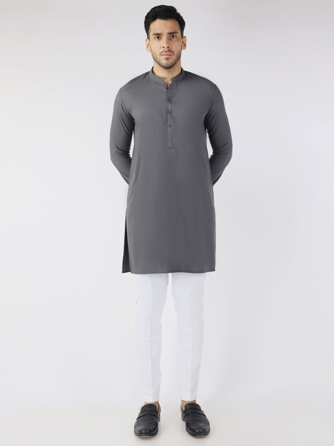Stylish Blended Grey Kurta for Men & Women | Comfortable Cotton Ethnic Wear | Perfect for Festivals, Weddings & Casual Outfits