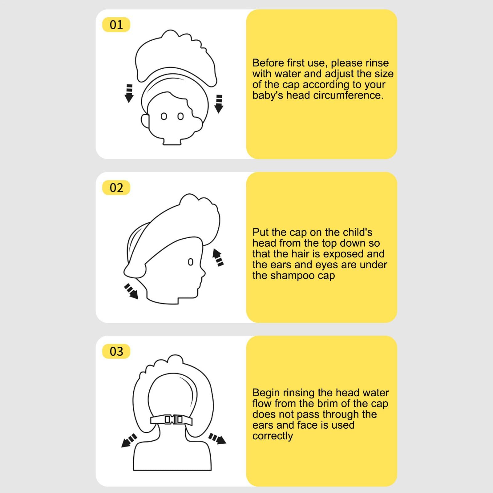 Waterproof Bathing Hat for Kids - Adjustable Hair Washing Shield with Built-in Temperature Gauge & Shampoo Cup | Includes Massage Brush for Gentle Hair Care | Perfect for Toddler Bath Time, Spa Days & Sensitive Scalp Care