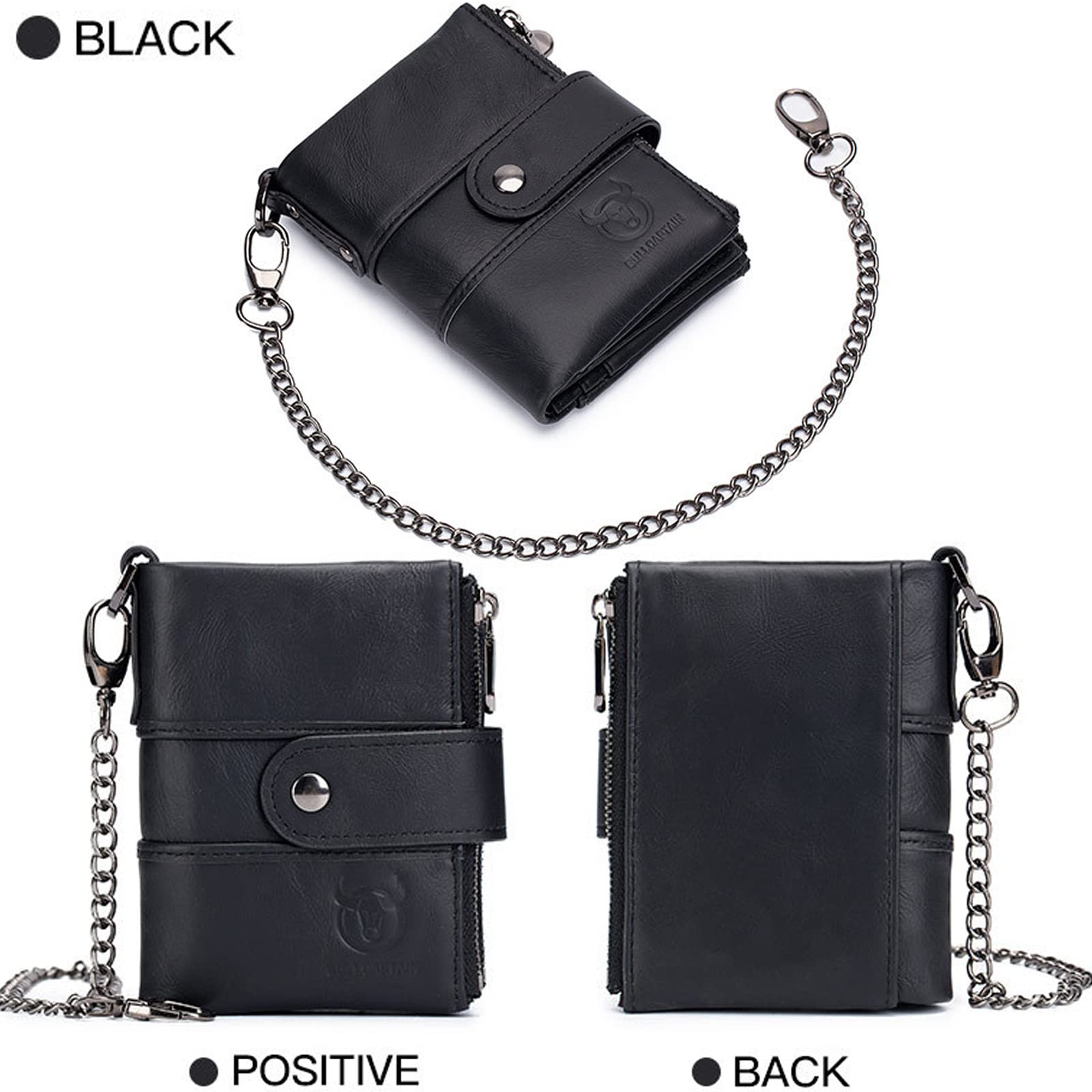 Anti-Theft RFID Blocking Leather Wallet for Men - Bifold Slim Wallet with 13 Card Slots, Zipper Coin Pocket & Security Chain | Perfect for Travel, Business & Everyday Use