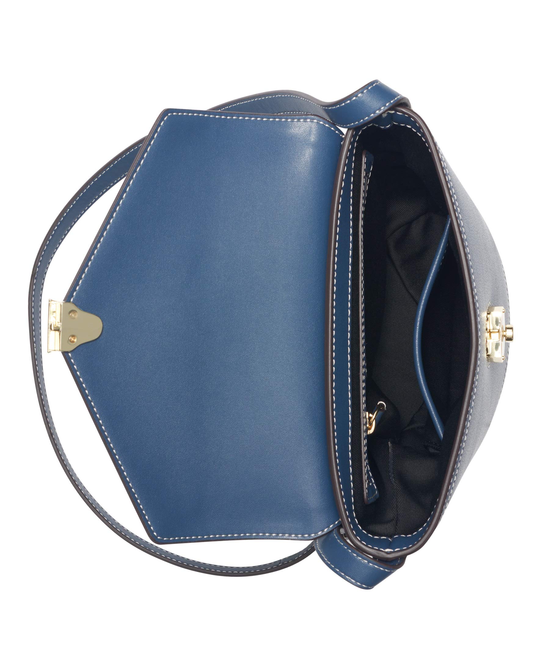 Calvin Klein Statement Series Lock Flap Daytona Leather Crossbody Bucket Bag for Women | Fashionable Shoulder Purse for Work, Travel & Everyday Use