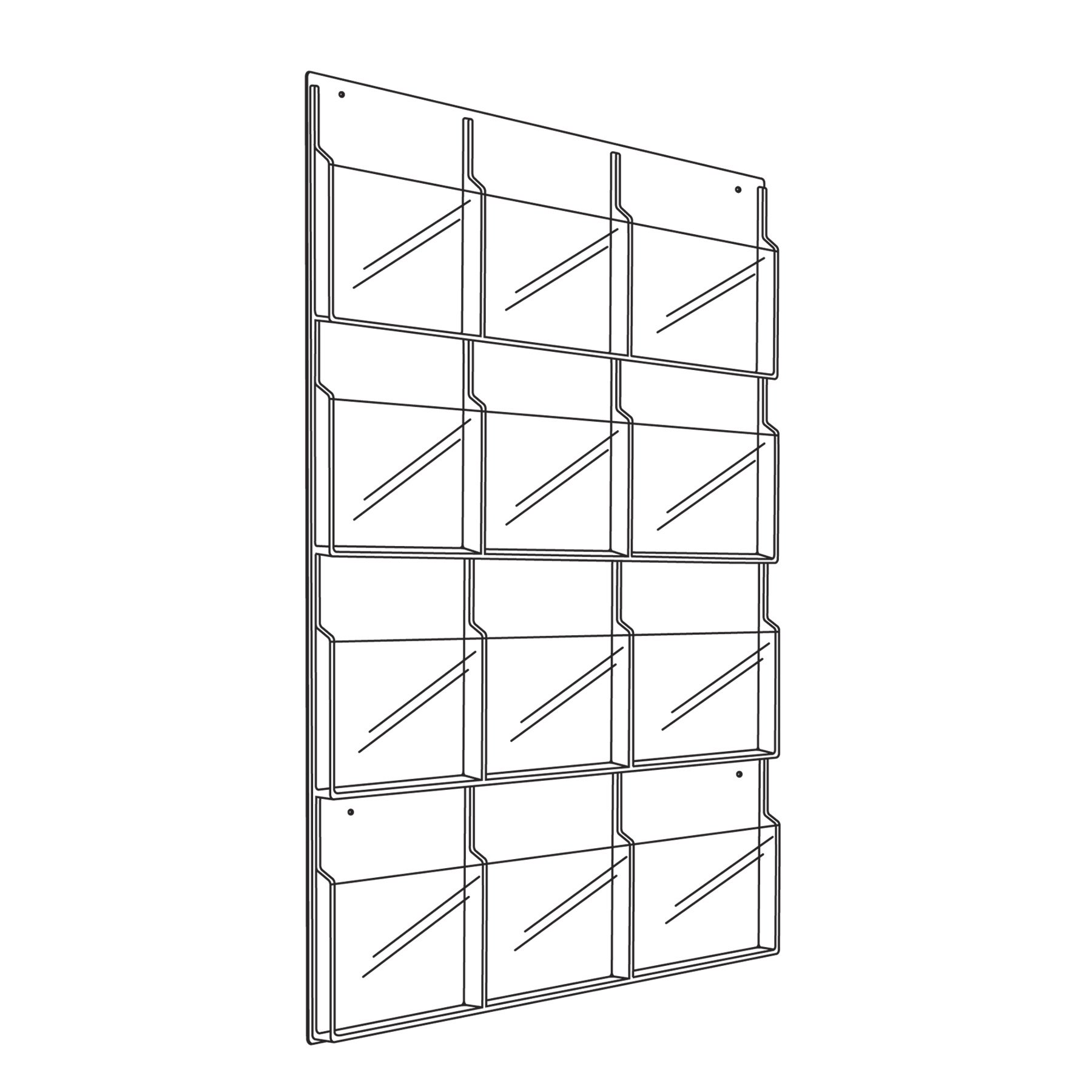 Safco Reveal Clear Acrylic Literature Rack - 12 Magazine Wall Mount Holder - Durable Thermoformed Plastic Resin with Rounded Edges - Perfect for Office, Library, Classroom & Home Organization
