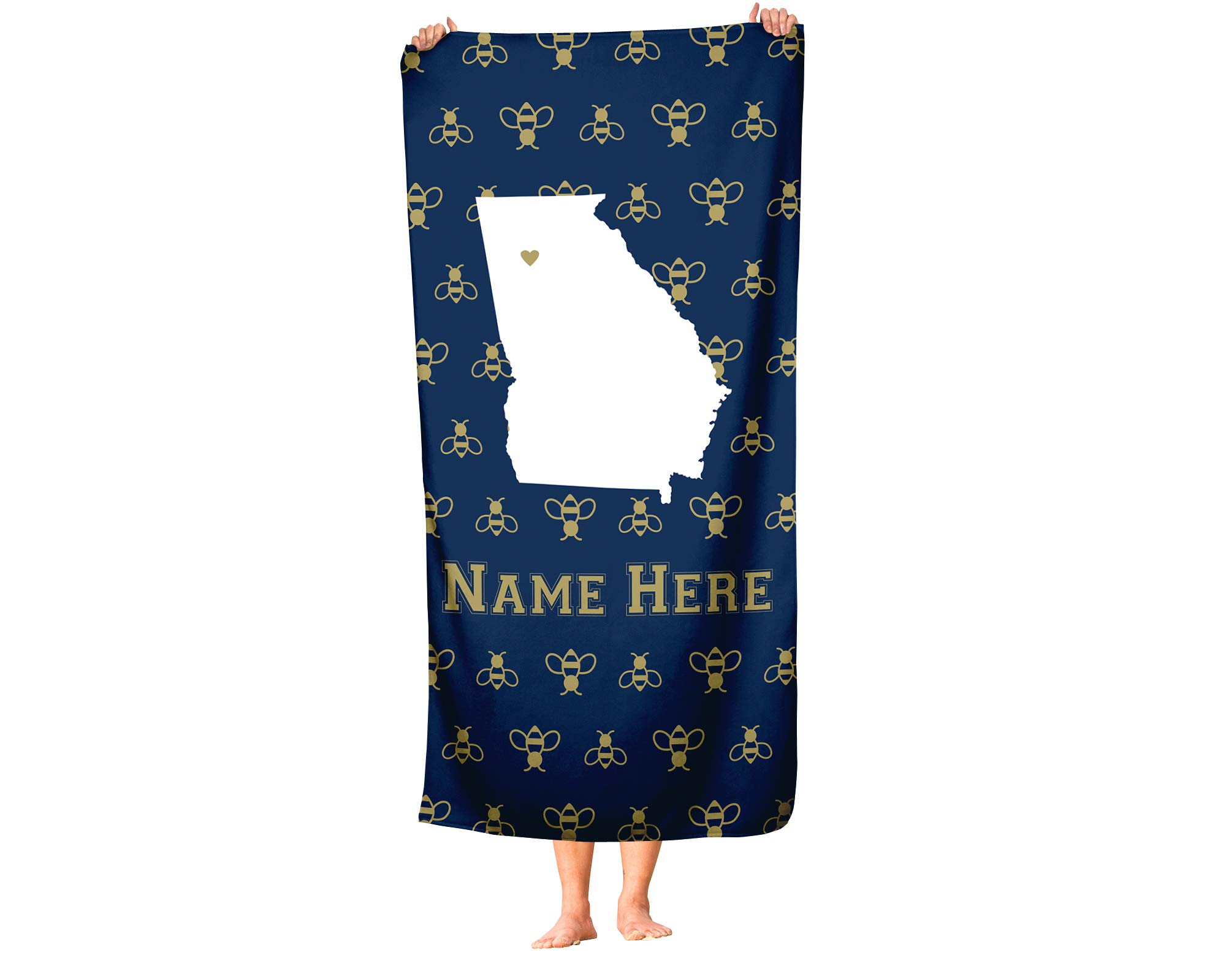 Custom Atlanta Georgia State Pride Beach & Bath Towel - Personalized Medium & Large Towels for Adults & Kids | College Football & Basketball Fans Gift | Pool, Beach, Gym, Home Decor