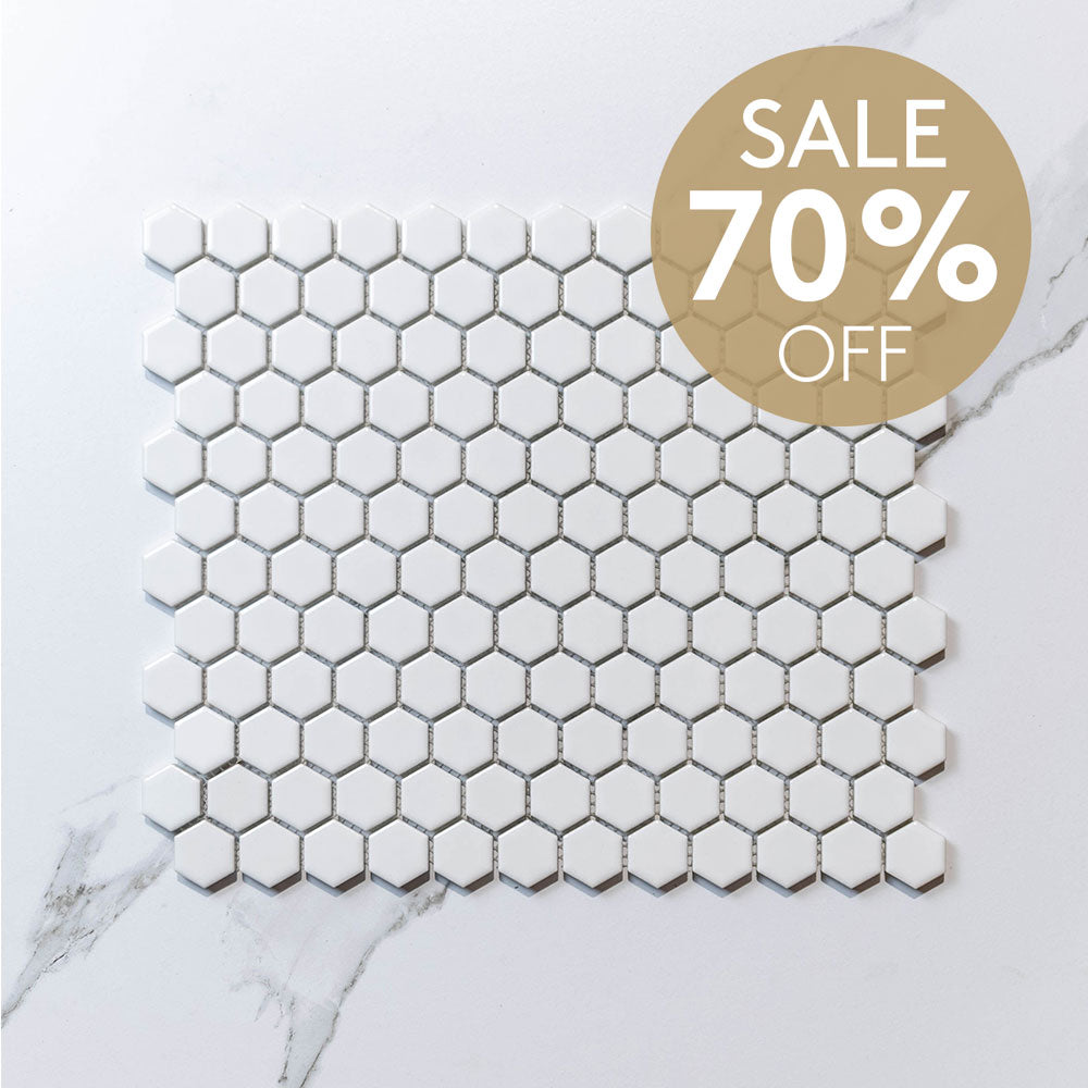 Premium Hive S White 23x26 Glossy Hexagon Mosaic Tile (Per Sheet) - Perfect for Kitchen Backsplash, Bathroom Walls & Modern Interior Design