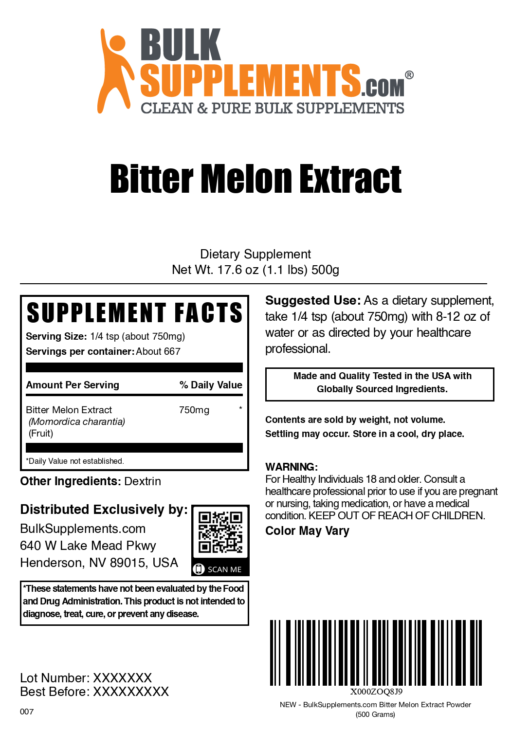 Organic Bitter Melon Extract Powder for Blood Sugar Support - 100% Pure Momordica Charantia Supplement for Diabetes Management & Weight Loss - Use in Smoothies, Teas, and Health Recipes