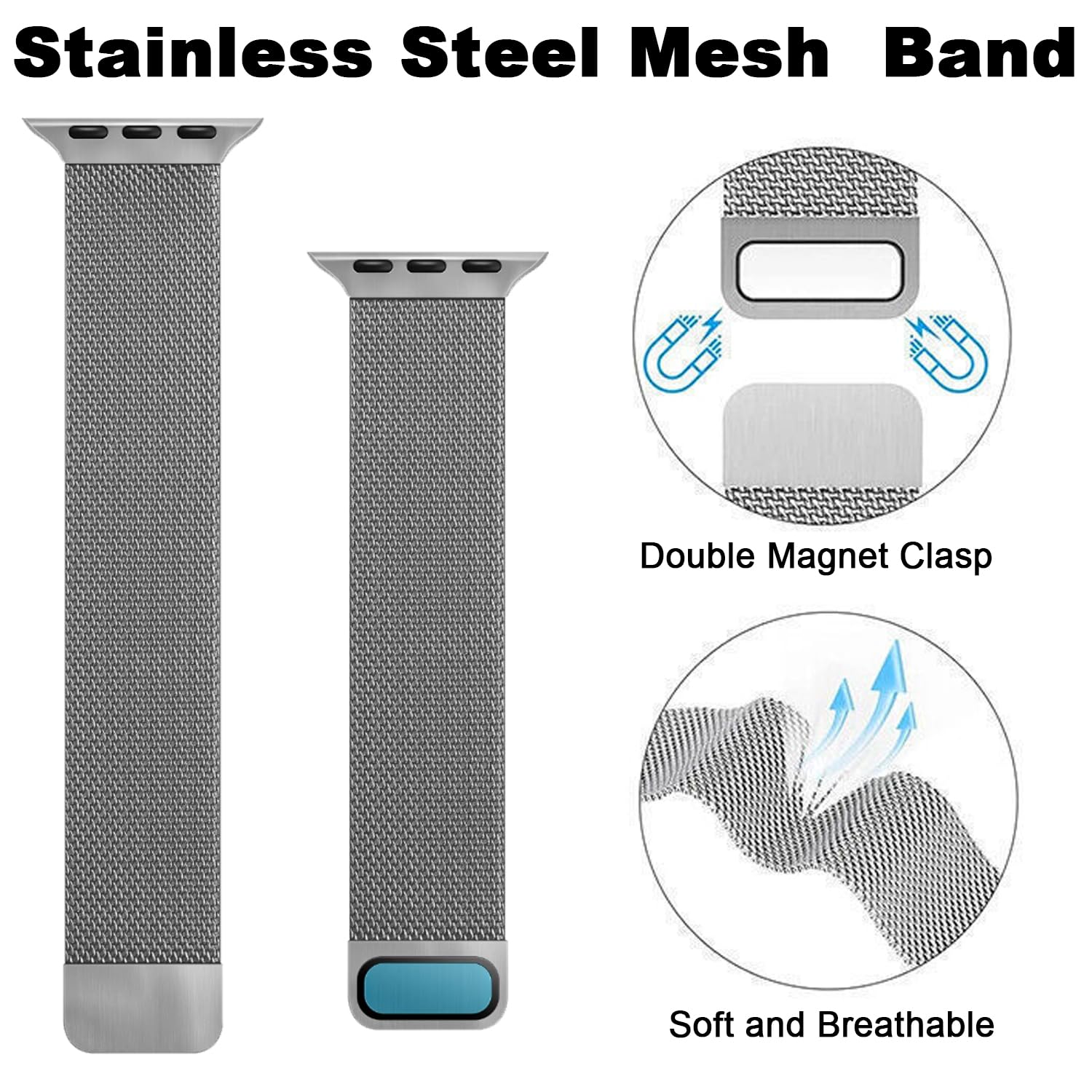 2-in-1 Stainless Steel Loop Magnetic Band with TPU Bumper Case for Apple Watch Ultra/SE/Series 9/8/7/6/5/4/3/2/1 - Durable Metal Strap & Protective Cover for Men & Women - Perfect for Workouts, Daily Wear & Outdoor Activities