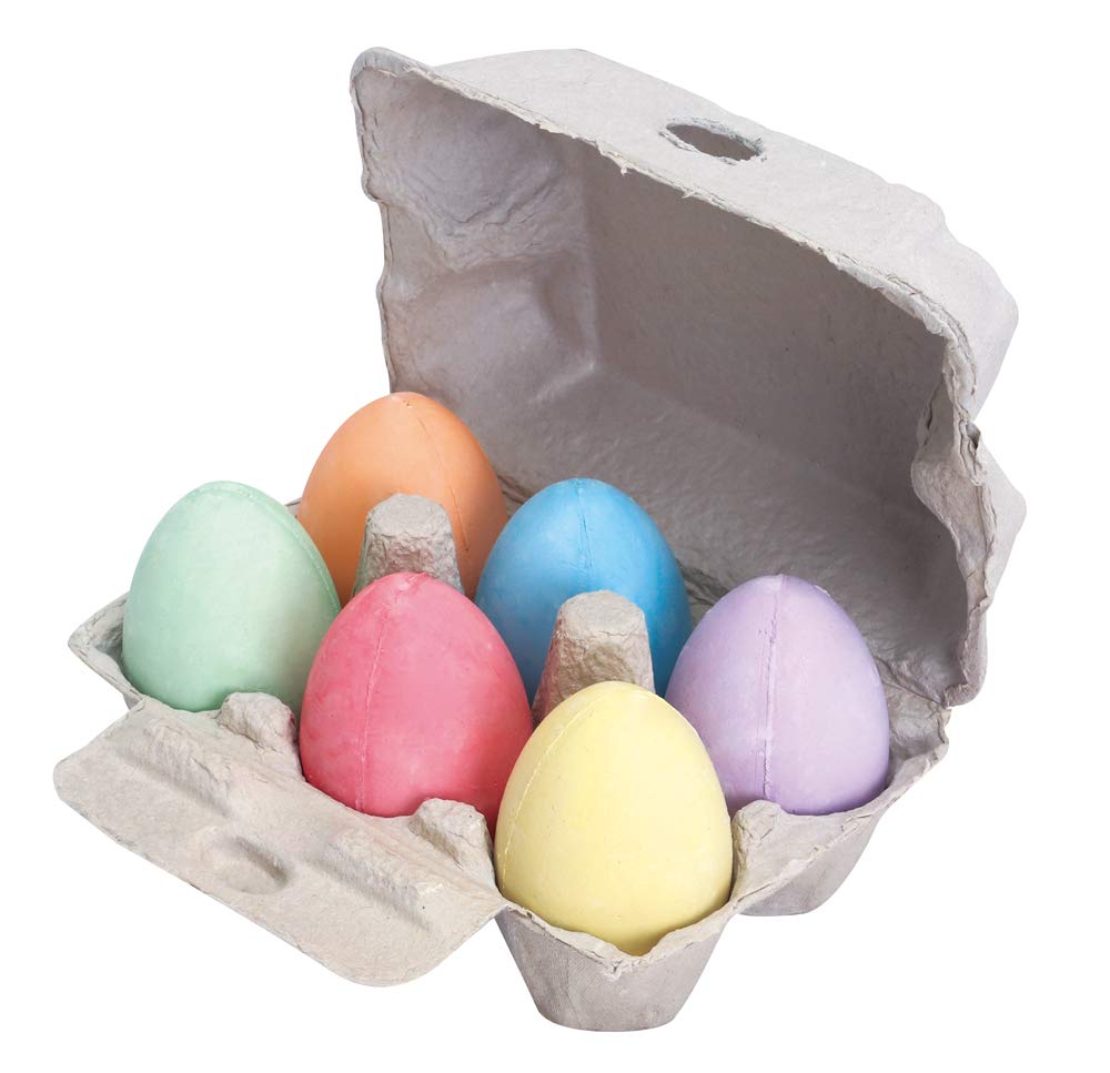 Bigjigs Toys Rainbow Color Chalk Eggs - 6 Piece Set for Kids Outdoor Sidewalk Drawing & Creative Play