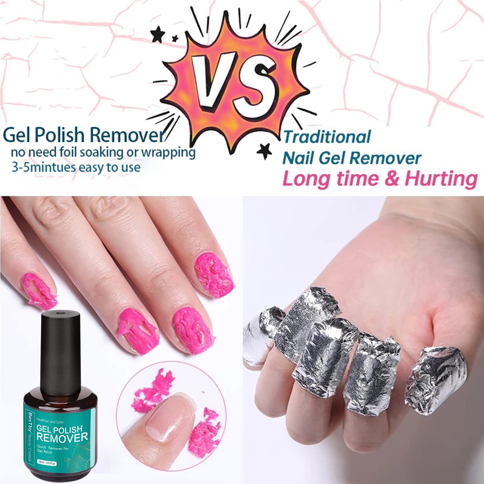 **Gel Nail Polish Remover Kit - 2 Pack (0.5 oz/15 ml Each) with Tools for Fast Soak-Off in 3-5 Minutes | Perfect for Salon & At-Home Manicures**