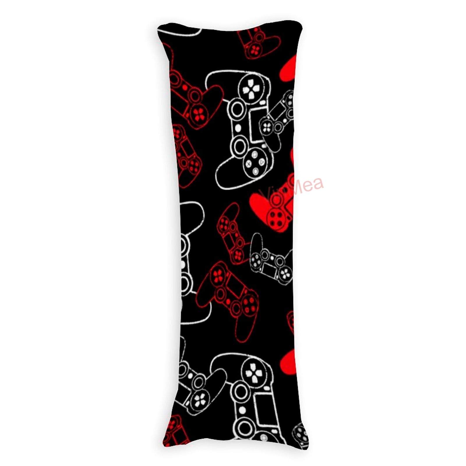 Soft Body Pillow Cases 20x54 Inches - Red on Black Gaming Pillow Covers for Home, Bedroom & Anime Fans - Perfect for Sleeping, Lounging & Gaming Decor