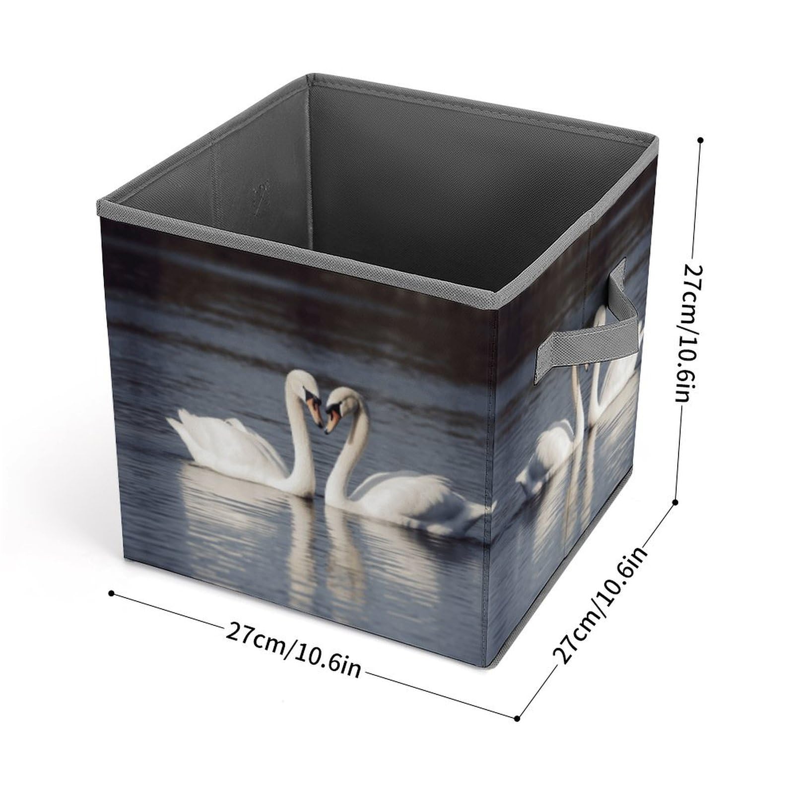 Foldable White Swan Storage Bins with Handles - Clothes Organizer for Cabinet, Shelf & Closet - Perfect for Bedroom, Nursery & Dorm Organization