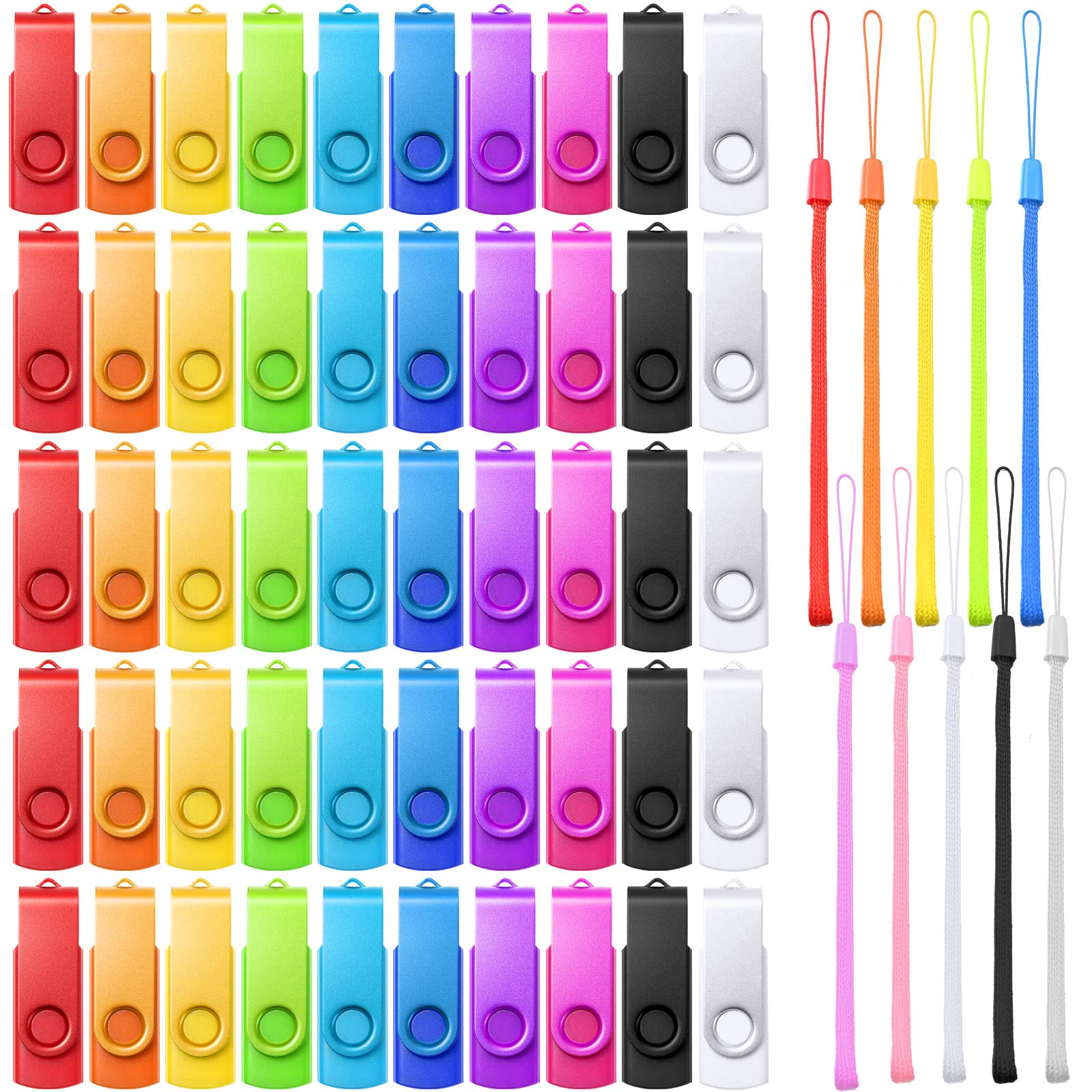 Xuhal 50-Pack 128MB USB Flash Drives with Lanyards - Bulk Storage for Office & School