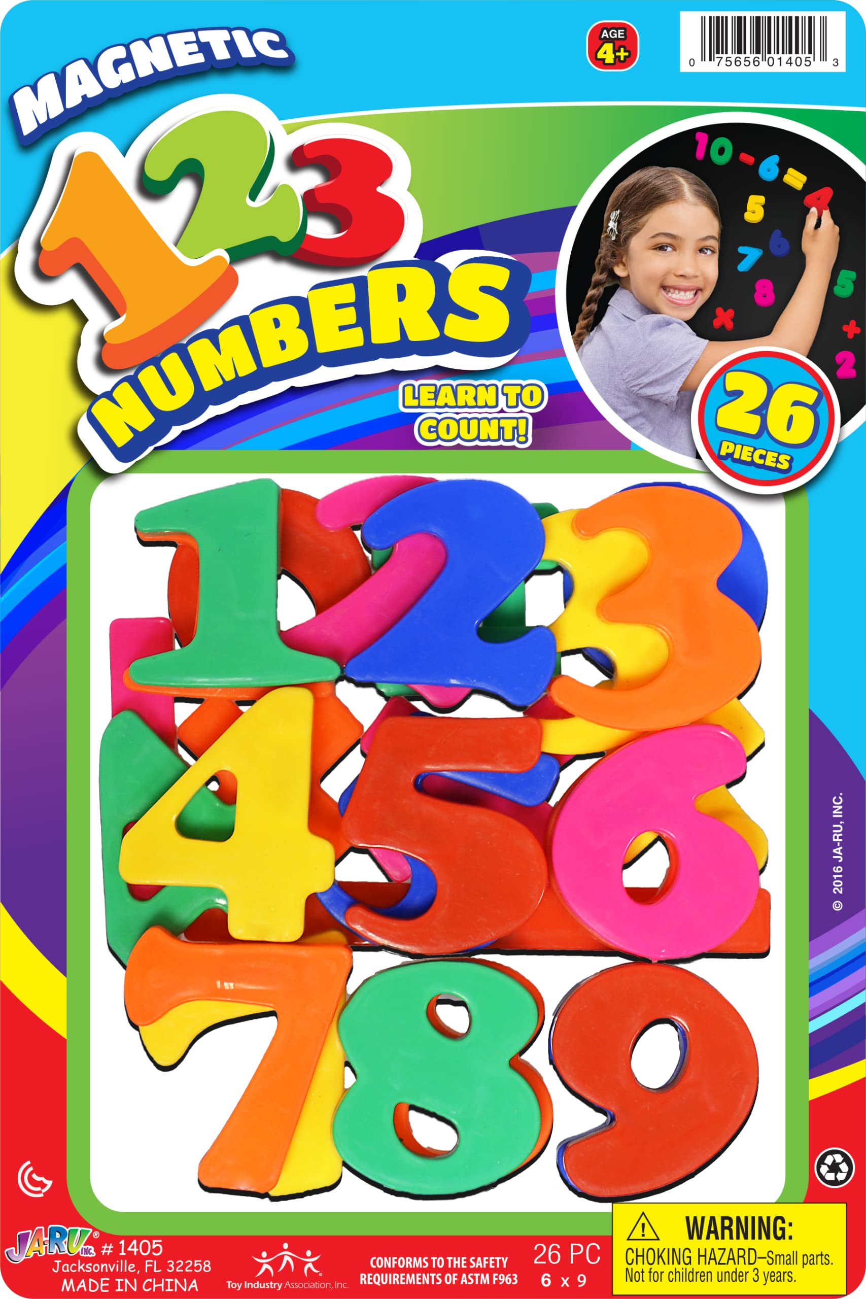 JA-RU Magnetic Numbers Toy - 52 Magnets for Kids, Refrigerator & Whiteboard - Math Learning Toys for Preschool & Classroom Use