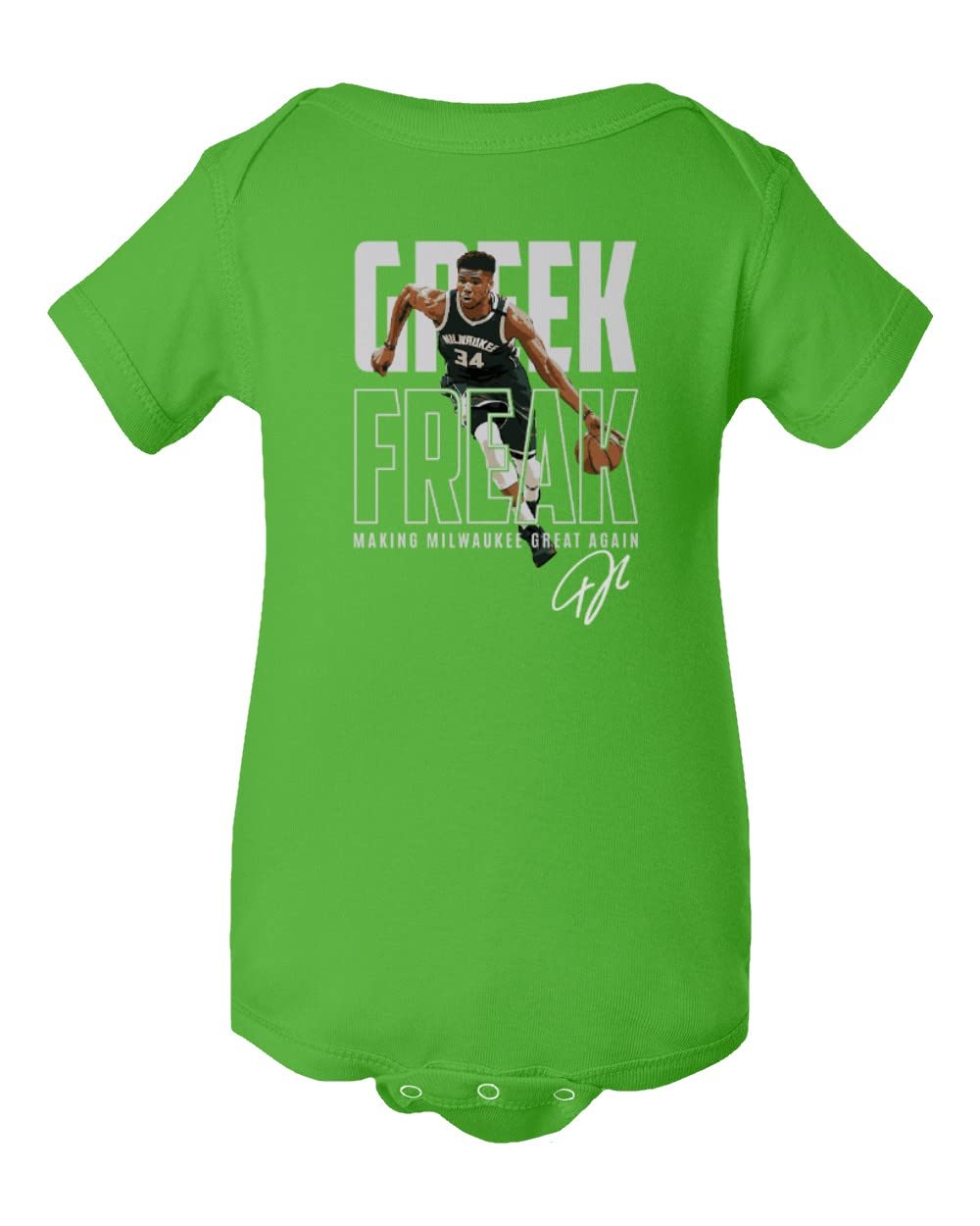 Milwaukee Bucks Giannis Antetokounmpo Fan Baby Bodysuit - Green NBA Basketball Onesie for Boys & Girls 24 Months - Perfect for Game Day, Birthday Gifts & Fan Apparel