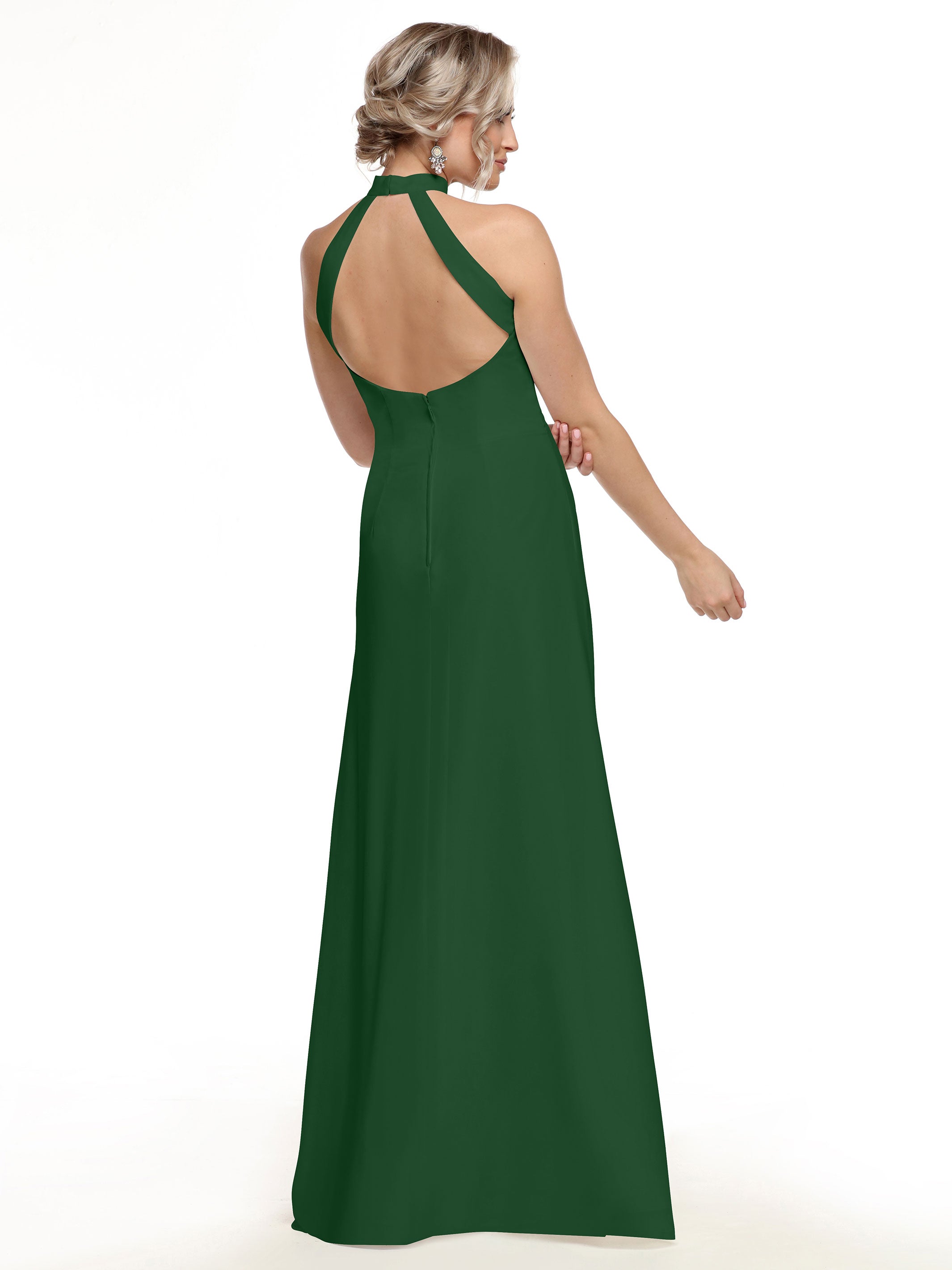 Elegant 80138 Chiffon A-Line Bridesmaid Dress with Keyhole Halter Neckline - Perfect for Weddings, Formal Events & Special Occasions