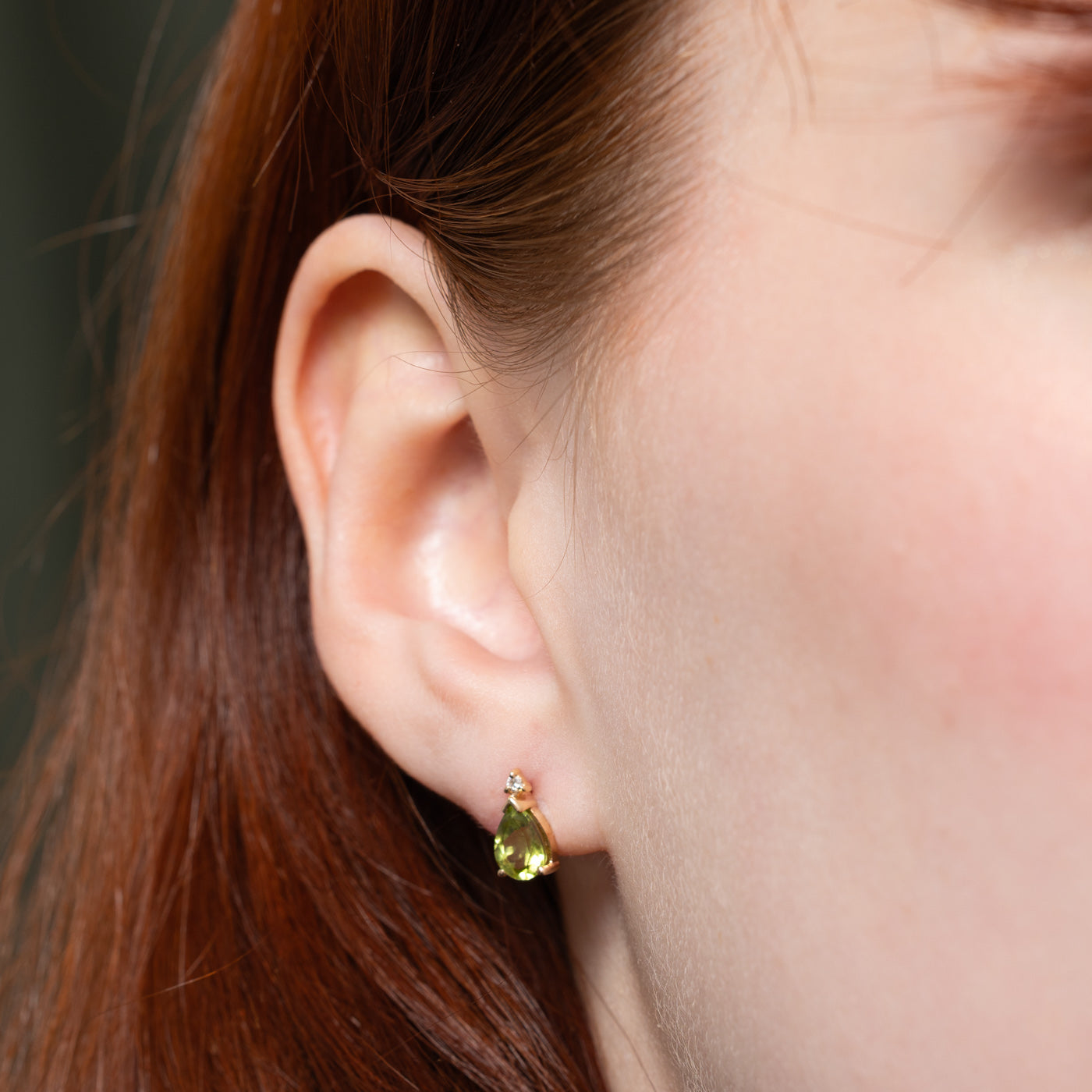 Pear Cut Peridot and Diamond Stud Earrings - 1.60ctw Total Weight, 0.02ctw Diamonds | Elegant Dangle Earrings for Women, Perfect Gift for Birthday, Anniversary & Special Occasions