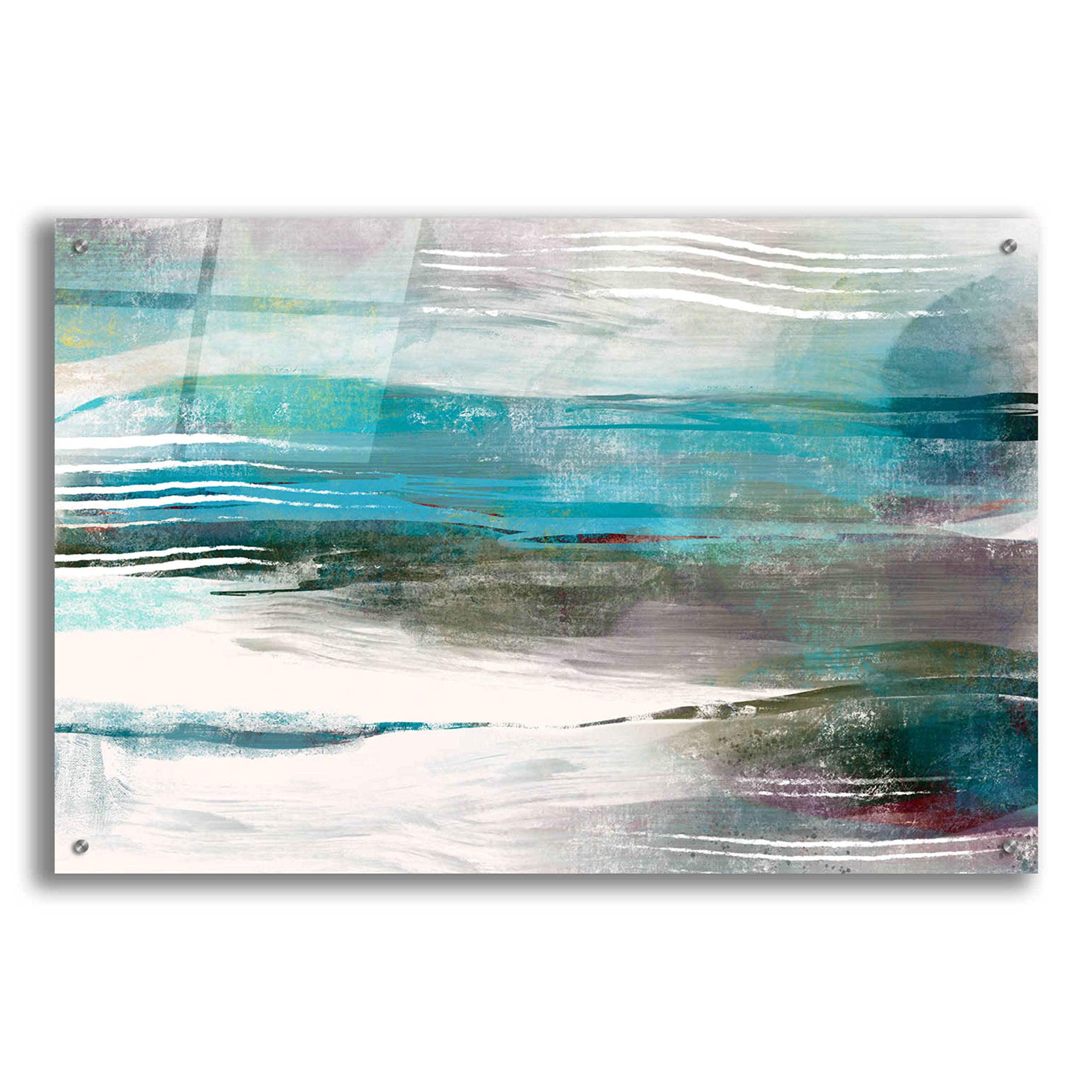 Delores Naskrent 'Water Flow' Acrylic Glass Wall Art - 36x24 Inches Modern Abstract Painting for Living Room, Bedroom & Office Decor