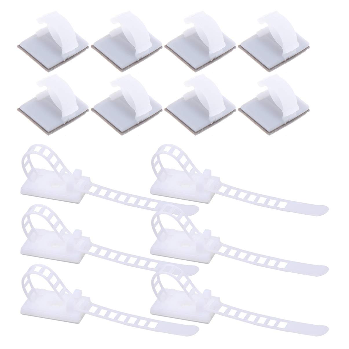 DOITOOL 50pcs Black Zip Ties Label Holders - Self-Adhesive Cable Management Organizer for Wires, Cords & Phones - Adjustable Wire Retainer Clips for Home, Office & Workshop Organization