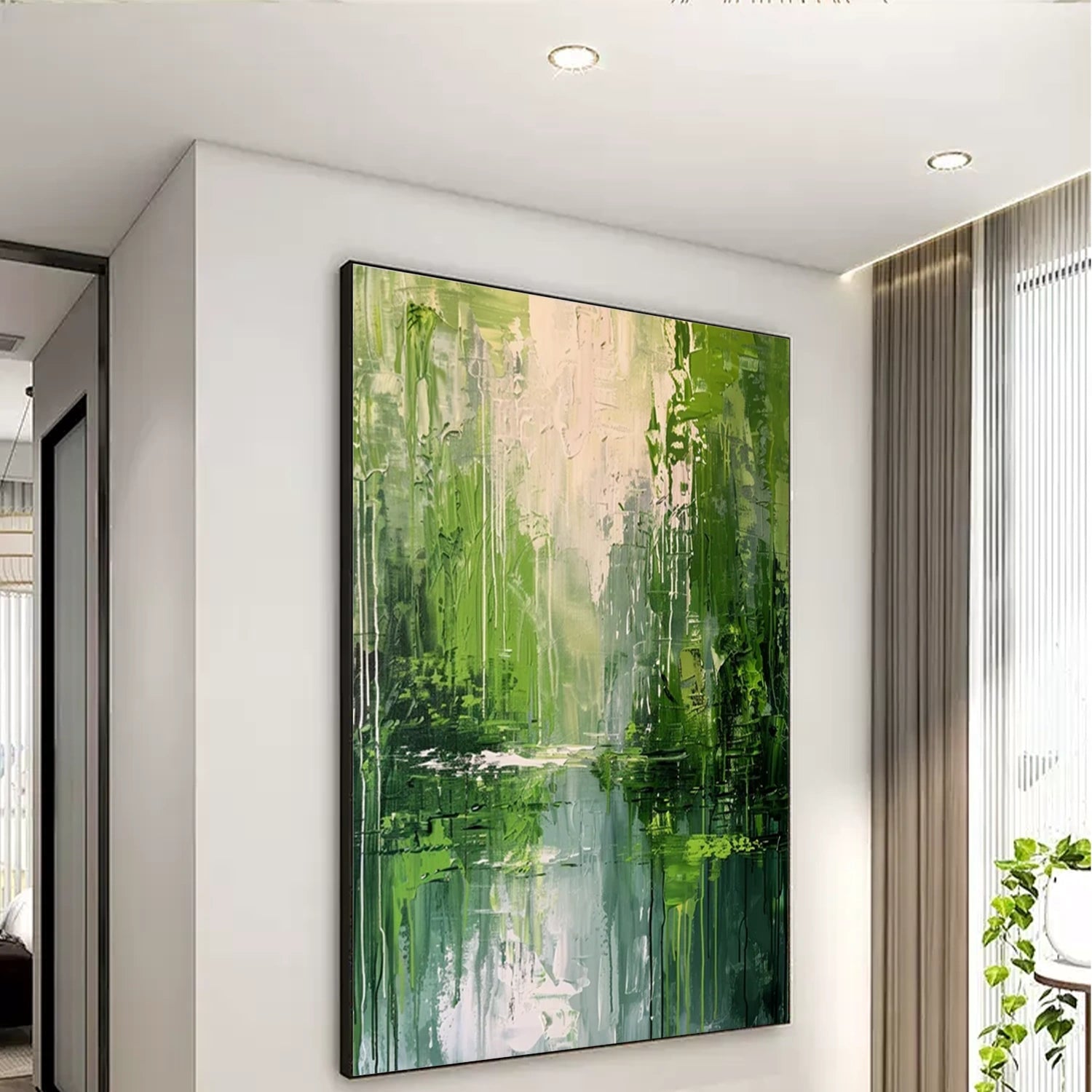 Blue & Green Abstract Wall Art Print #BG116 - Modern Canvas Painting for Living Room, Bedroom & Office Decor