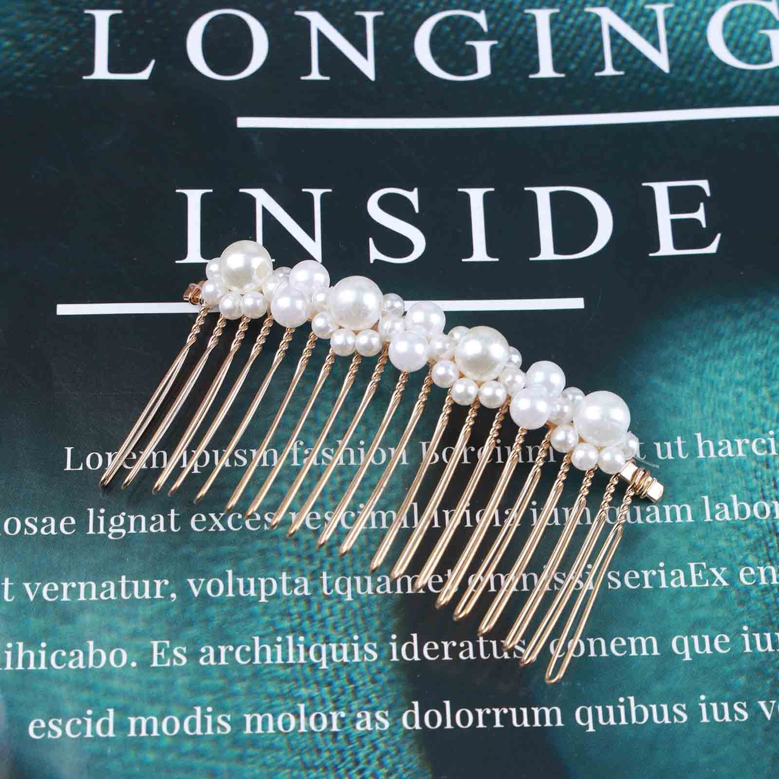 Vintage French Pearl Bridal Hair Comb - Elegant Side Hairpiece for Women & Girls | Wedding, Prom, Bridal Shower, and Special Occasion Accessory