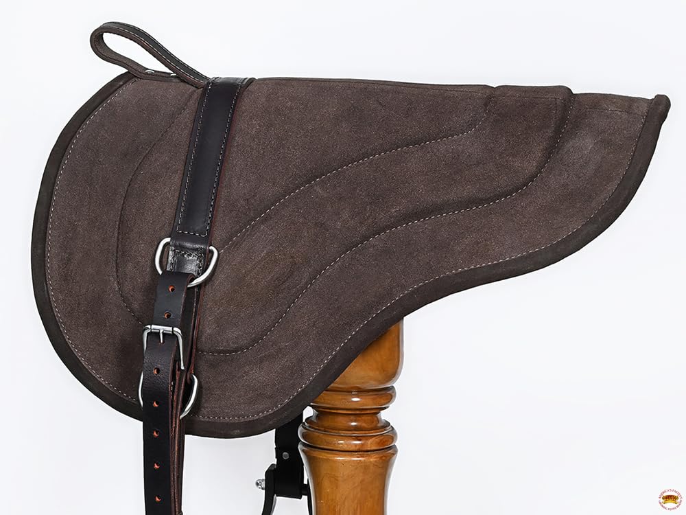 HILASON Natural Horsemanship Leather Bareback Western Treeless Saddle Pad for Horses - Comfortable Western Riding Pad, Bareback Training Pad for Equestrian & Trail Riding - Perfect for Dressage, Jumping & Ranch Work