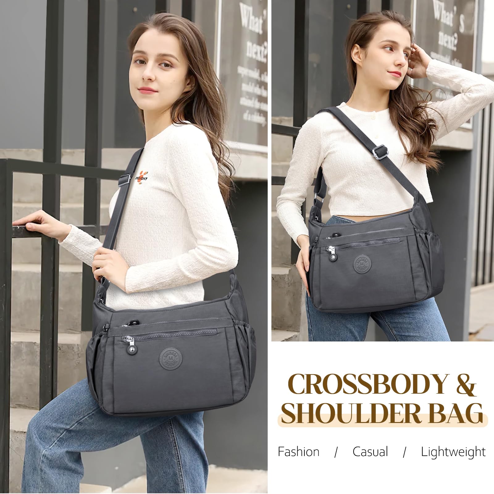 Waterproof Nylon Crossbody Bag for Women - Lightweight Travel Purse with Multi-Pockets for Daily Use & Outings