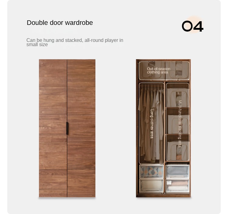 Premium Black Walnut Solid Wood Wardrobe & Storage Cabinet - Spacious Closet Organizer for Bedroom, Living Room, and Office