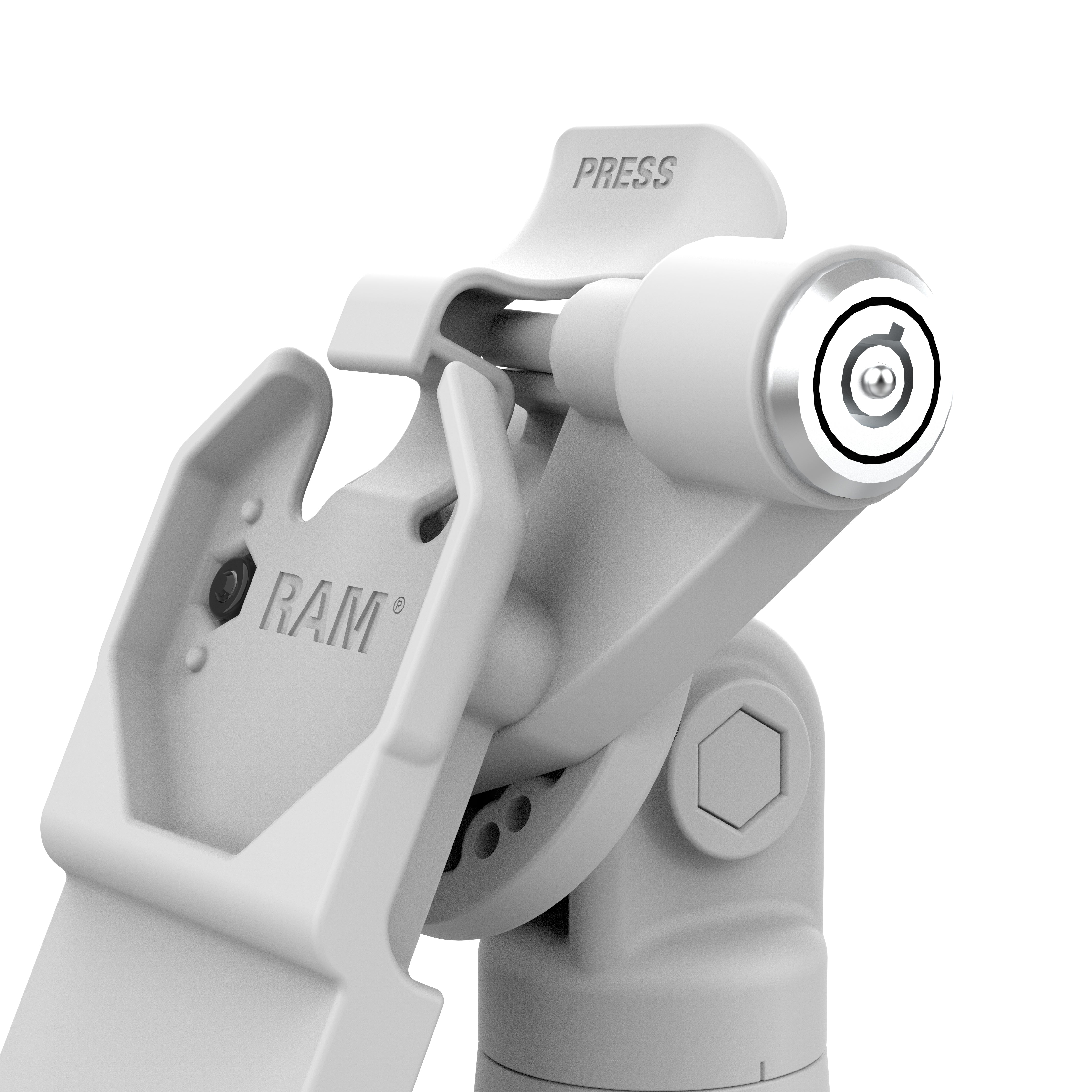 GDS® Uni Conn™ Locking Tilt & Swivel Dock with PoE + Data - Gray (RAM GDS DOCKLR D14 U1E 2A GRY) - Secure Mounting Solution for Tablets, POS Systems & Industrial Displays in Harsh Environments