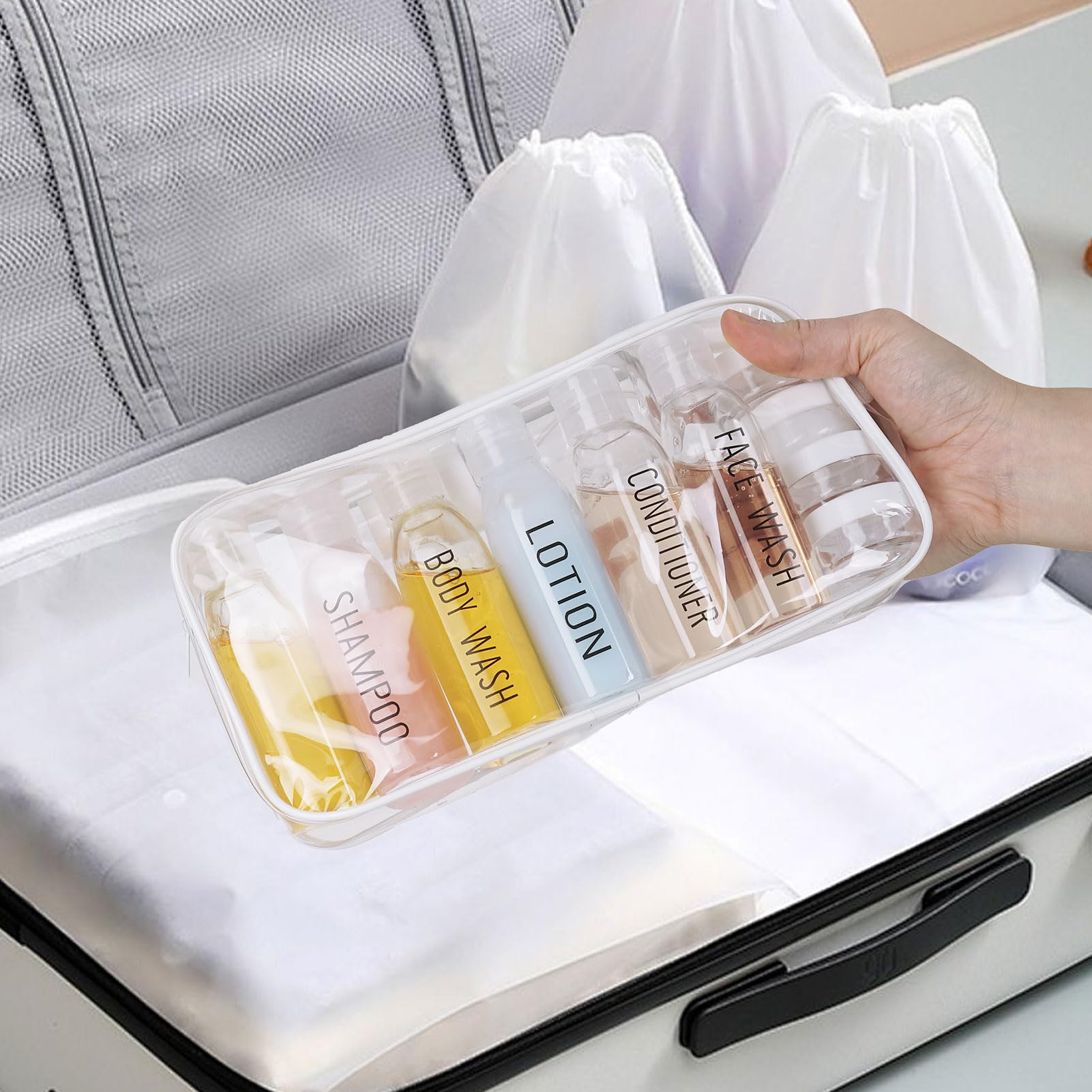 10-Piece TSA Approved Travel Bottles Set - Leak Proof Refillable Shampoo, Conditioner & Lotion Containers (Clear) | Perfect for Air Travel, Gym & Vacation Toiletries Organization