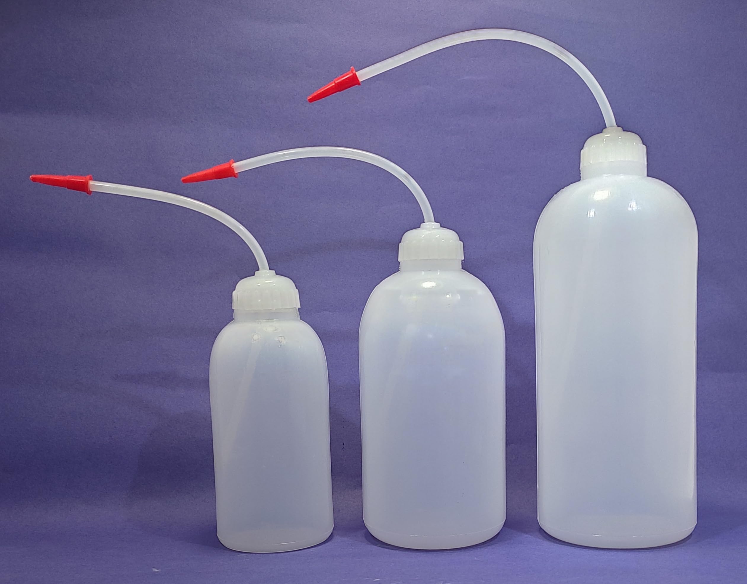 Polypropylene Wash Bottles for Laboratory - 1000ml, 500ml, 250ml (Pack of 3) - Ideal for Chemical Dispensing, Cleaning & Science Experiments