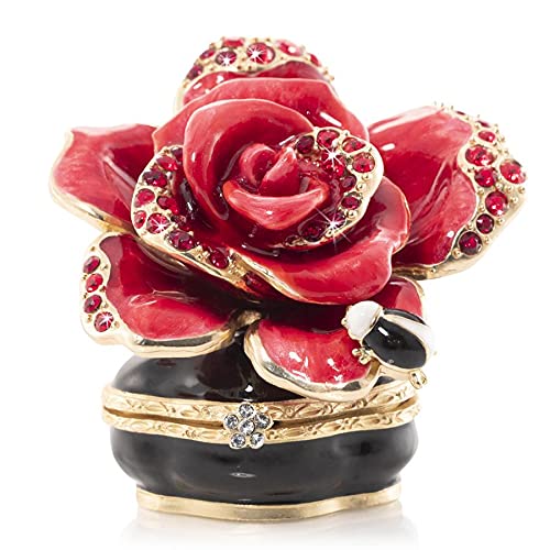 Jay Strongwater Rosalie Night Bloom Rose Jewelry Box - Elegant Floral Design for Home Decor, Gift Giving & Jewelry Storage | Perfect for Bedroom, Vanity & Wedding Gifts