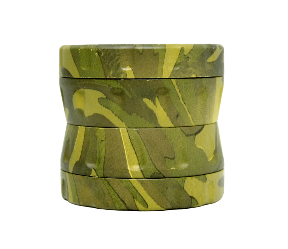 EC420 Camouflage 65mm 4 Piece Herb Grinder - Premium Metal Spice Crusher for Weed, Tobacco & Herbs - Perfect for Travel, Camping & Outdoor Adventures