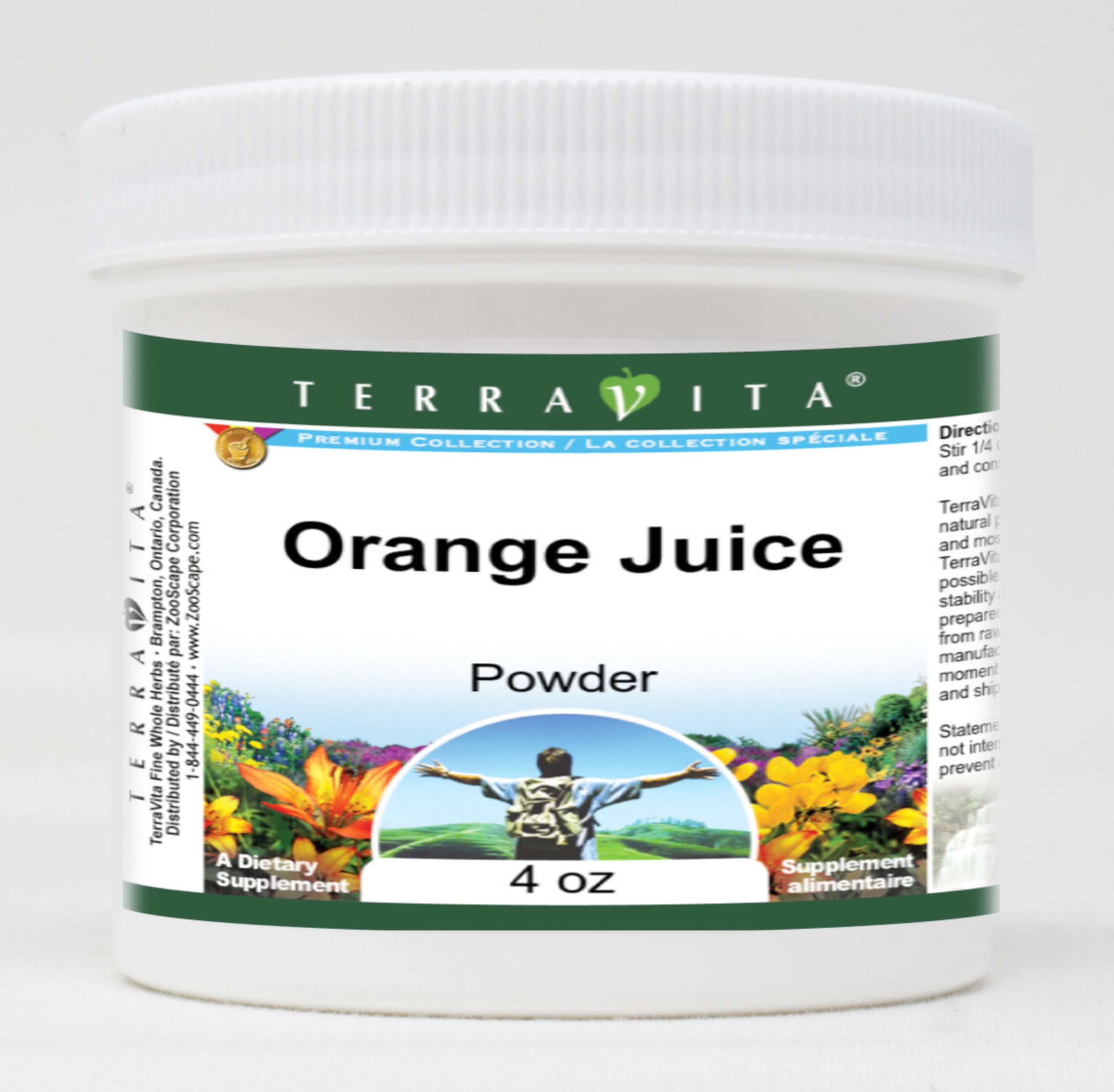 Orange Juice Powder 4 oz - 100% Natural, No Sugar Added, Instant Drink Mix for Smoothies, Baking & Camping - ZIN: 521029