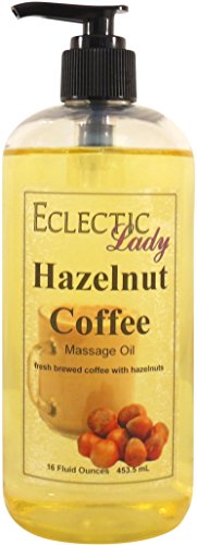Organic Hazelnut Coffee Massage Oil with Sweet Almond & Jojoba Oil - 16oz, Preservative-Free for Relaxation & Aromatherapy - Perfect for Couples Massage, Spa Days & Self-Care Routines