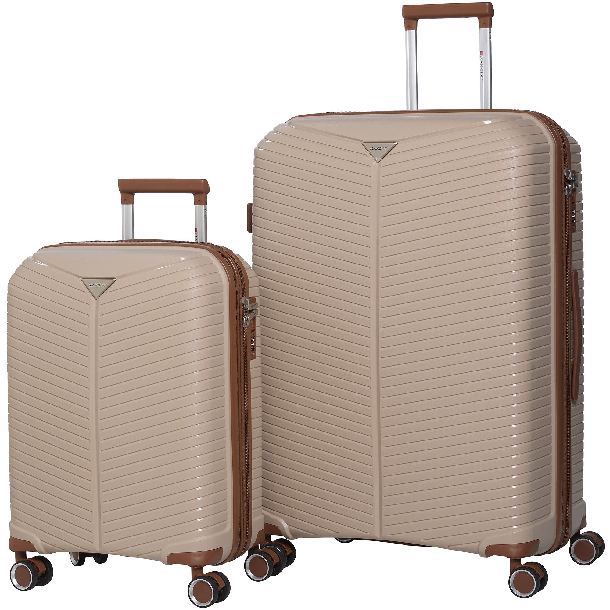 Mancini St. Lucia Collection 2-Piece Polypropylene Spinner Luggage Set (Carry On & Large Check-In Suitcase) - Lightweight Durable Travel Luggage for Business Trips & Family Vacations