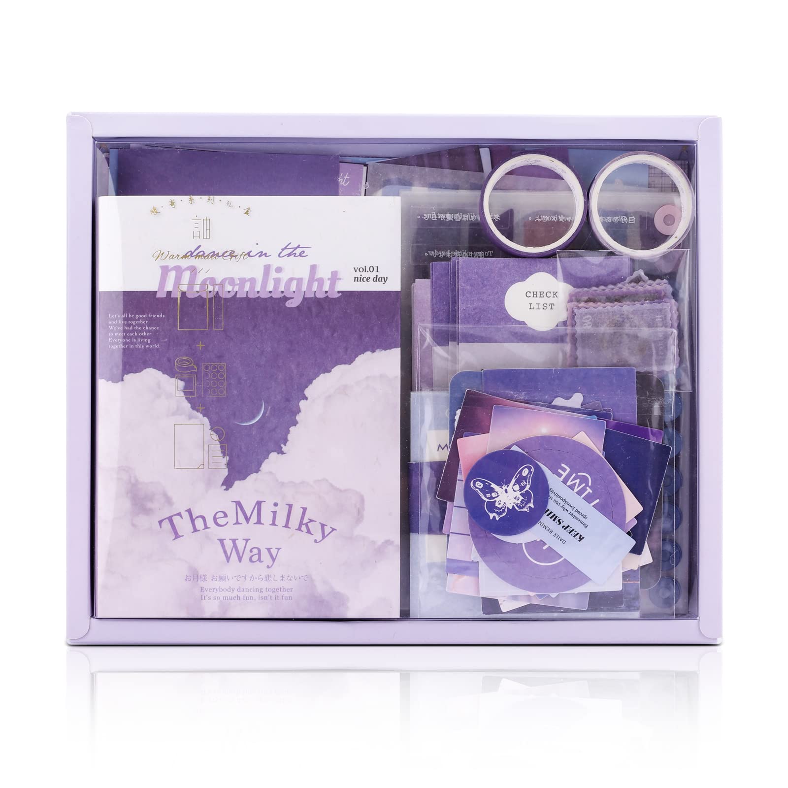SAVITA Aesthetic Scrapbook Kit - Purple Journaling Supplies with Stickers, Washi Tapes & Stationery | Perfect DIY Scrapbooking Gift for Women & Girls | Great for Memory Books, Bullet Journals & Craft Projects (D21032)