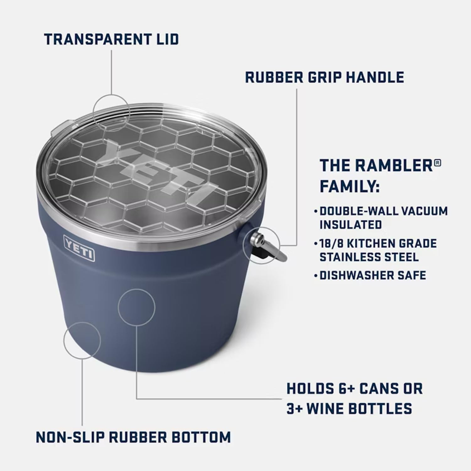 YETI Insulated Beverage & Ice Bucket - Holds 6 Beer Bottles or 3 Wine Bottles - Perfect for Outdoor Parties, Beach Trips & Backyard BBQs