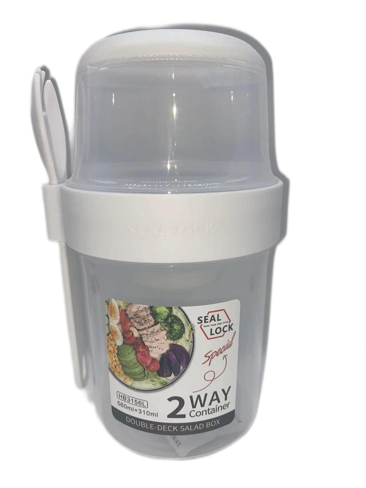 AMADEL Portable Salad Shaker Cup with Fork & Dressing Holder - BPA-Free Meal Prep Container for Fruits, Vegetables & Healthy Lunches (Blue, Medium Size) - Perfect for Office, Gym & On-the-Go Meals