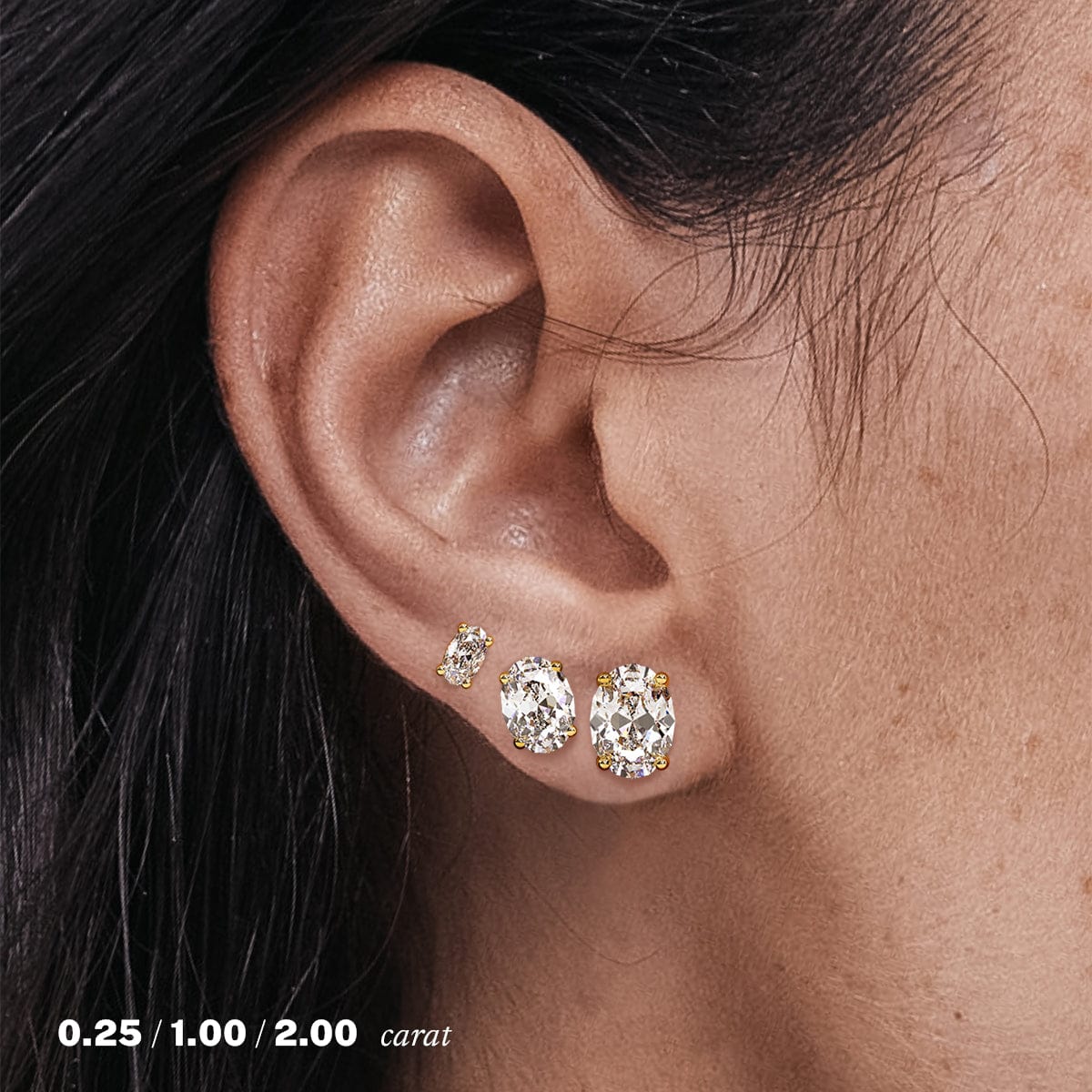 2 Carat Oval Diamond Stud Earrings - 14K White Gold Dangle Earrings for Women, Perfect for Weddings, Anniversaries & Special Occasions