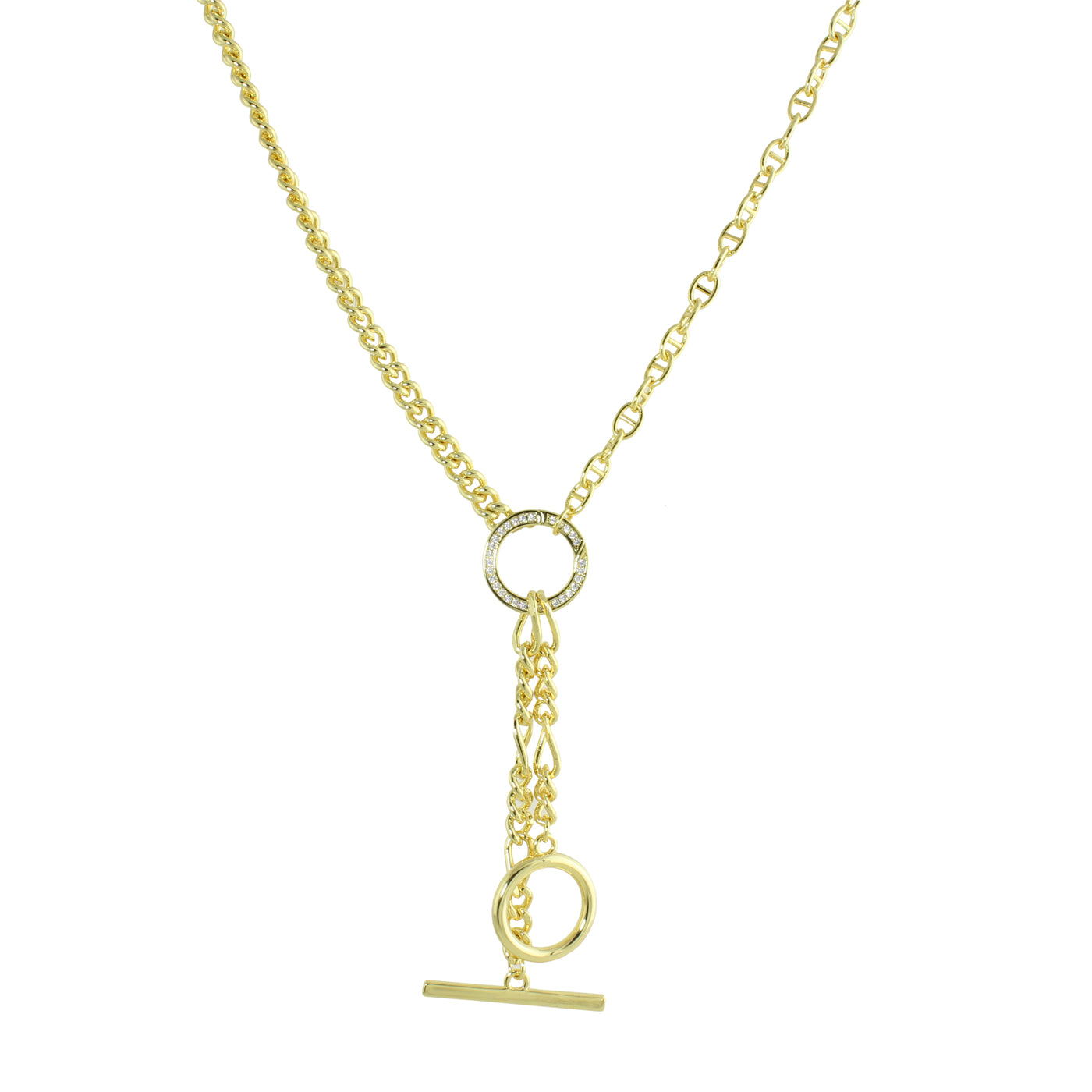 Elegant Split Chain Toggle Lariat Necklace for Women - Minimalist Layering Jewelry for Everyday Wear & Special Occasions