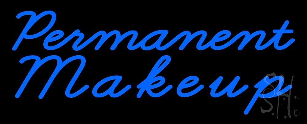 Blue Permanent Makeup LED Neon Sign 10x24 Inches - Black Square Acrylic Backing with Dimmer | Bright Premium Indoor LED Light for Spa Decor, Salon, Tattoo Shop & Retail Storefront | Perfect for Wall Art, Business Signage & Nighttime Ambiance