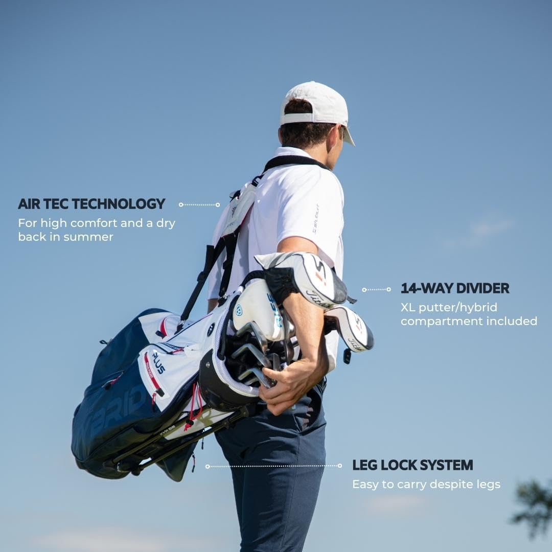 Big Max Dri Lite Hybrid Plus Golf Bag - Lightweight Waterproof Cart Bag with 14-Way Divider, 10 Storage Pockets & Sturdy Leg Locks | Push Cart Compatible | Perfect for Golf Tournaments, Driving Range & Weekend Golf Outings
