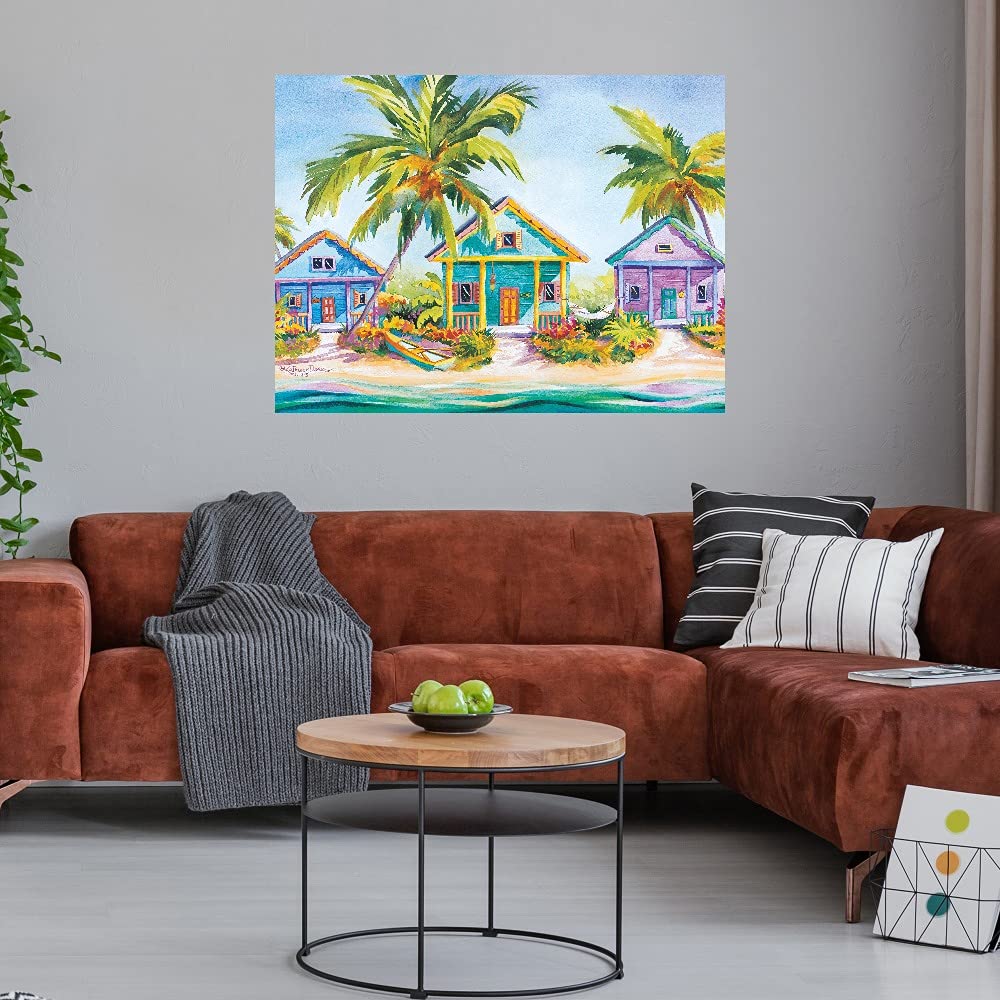 Fine Art Canvas Wall Decor - Island Charm Painting by Kathleen Denis - 32x24 Inches - Ready to Hang for Living Room, Bedroom, Office & More - Perfect for Coastal, Tropical & Beach House Decor