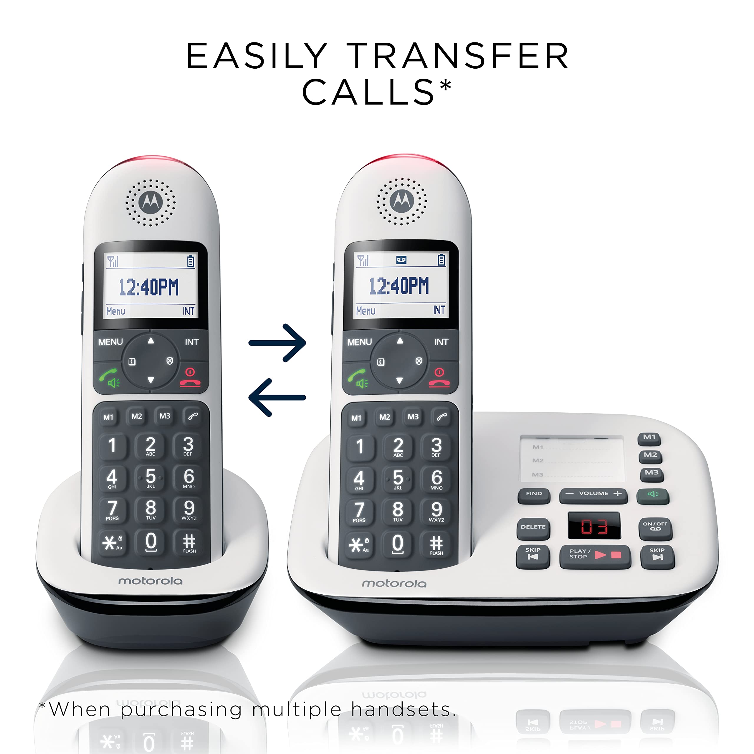 Motorola CD5013 DECT 6.0 Cordless Phone System with Answering Machine | 3 Handsets | Call Block & Volume Boost | Ideal for Home & Office Use