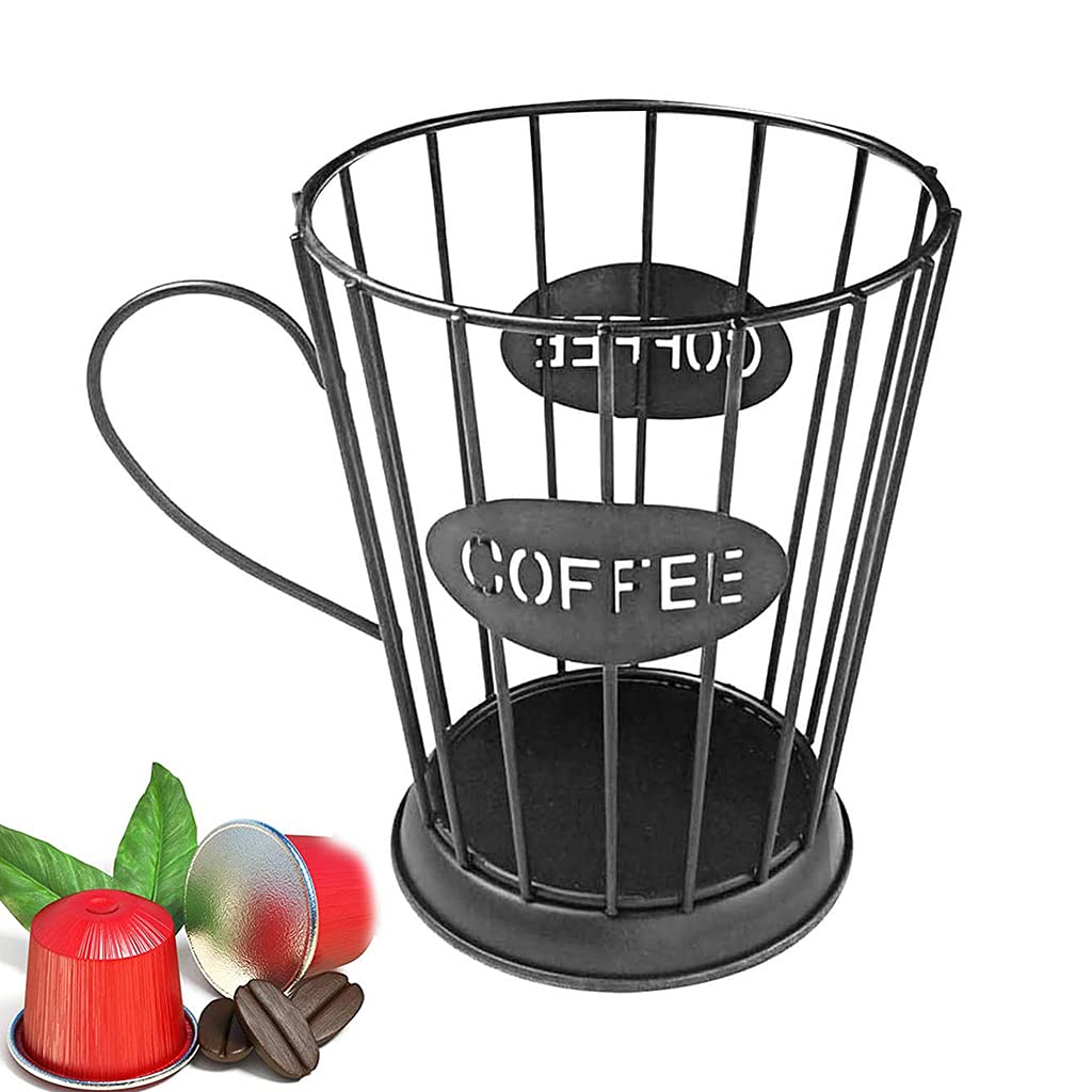 SHUANGSHI Metal Coffee Pod Holder - Iron Art Candle & Creamer Container - Stylish Kitchen & Office Organizer for Coffee Bars - Gold Finish | Perfect for Home Decor & Coffee Station Organization