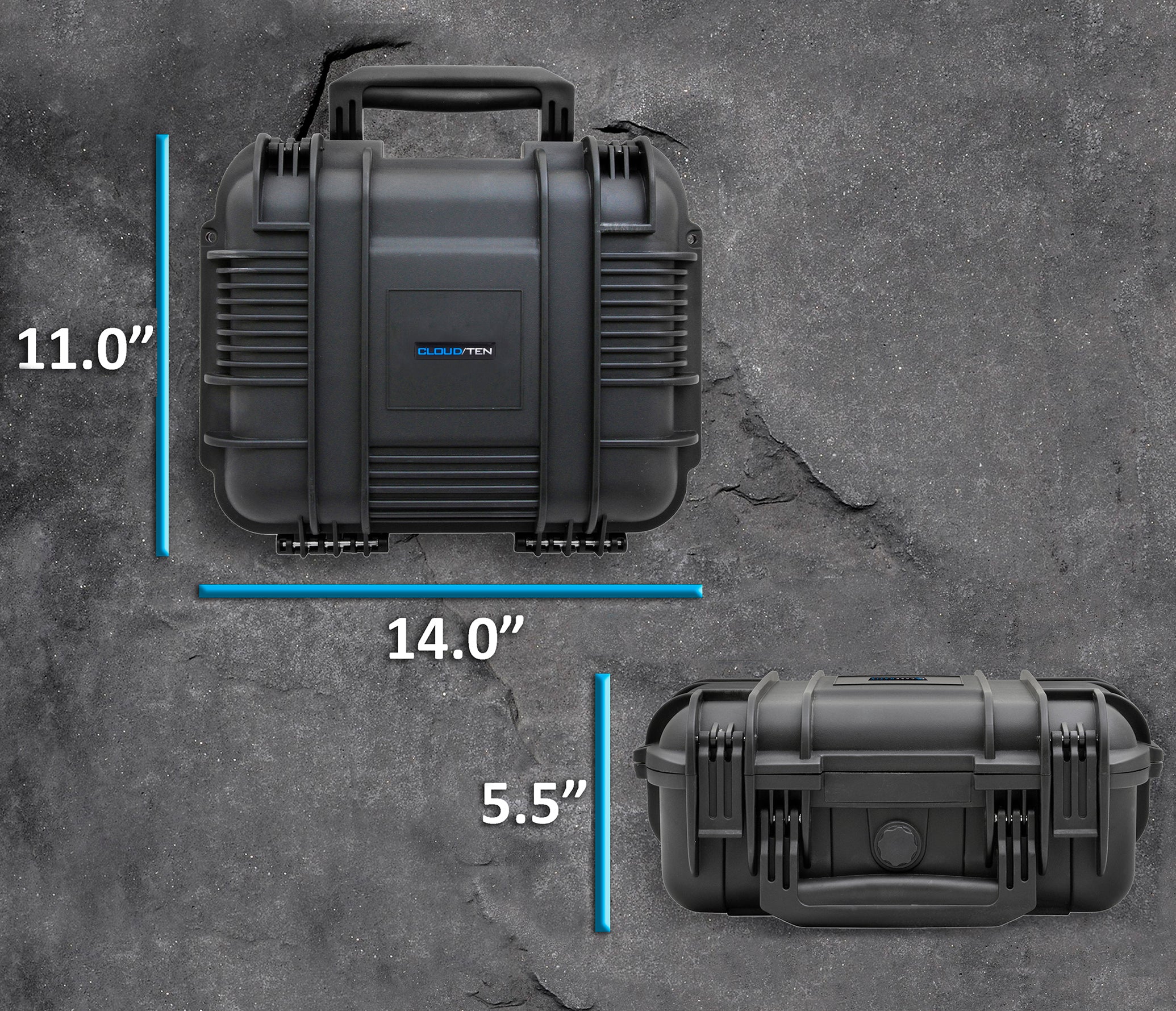 CASEMATIX 14 Inch Waterproof Hard Travel Case with Lockable Padlock Rings & Customizable Foam - Fits Accessories up to 10.5 x 7.5 x 4.25 Inches - Perfect for Camera Gear, Electronics & Travel Essentials