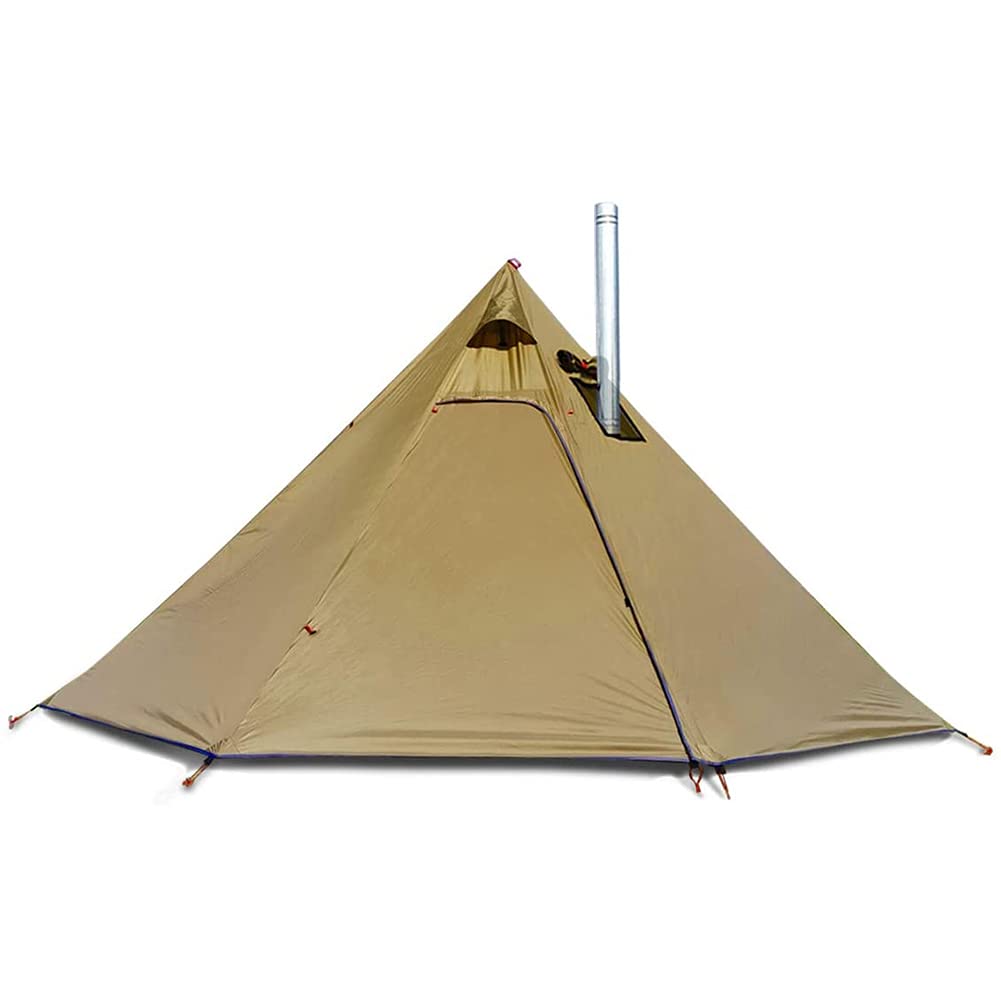 ATAAY 4-Season Pyramid Tipi Tent with Stove Jack & Windows - Waterproof Canvas Camping Tent for 2-4 People - Perfect for Family Outdoor Adventures, Hiking & Backpacking Trips