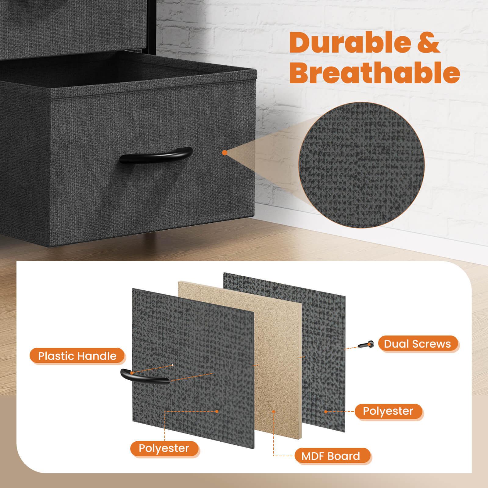 Modern 4-Drawer Dresser with Metal Frame & Wood Top - Gray Storage Chest for Bedroom, Living Room, or Office Organization