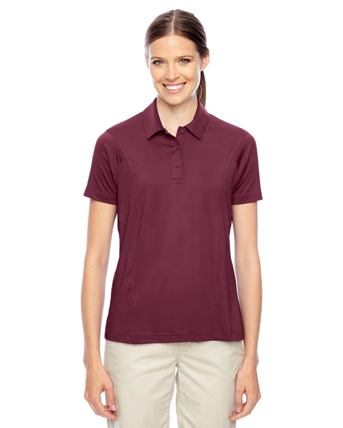 TEAM 365 Women's Performance Polo Shirt - Moisture Wicking, Breathable, Quick Dry - Medium, Sport Maroon - Perfect for Golf, Tennis & Outdoor Activities