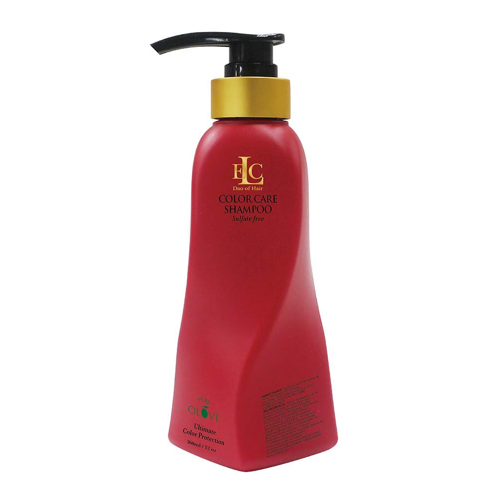 ELC Pure Olive Color Care Shampoo & Conditioner Set - 12oz (3 Piece Bundle) with Travel Cosmetic Pouch - Sulfate Free & Color Safe Hair Care for Vibrant, Healthy Hair - Perfect for Home Use & Travel Essentials
