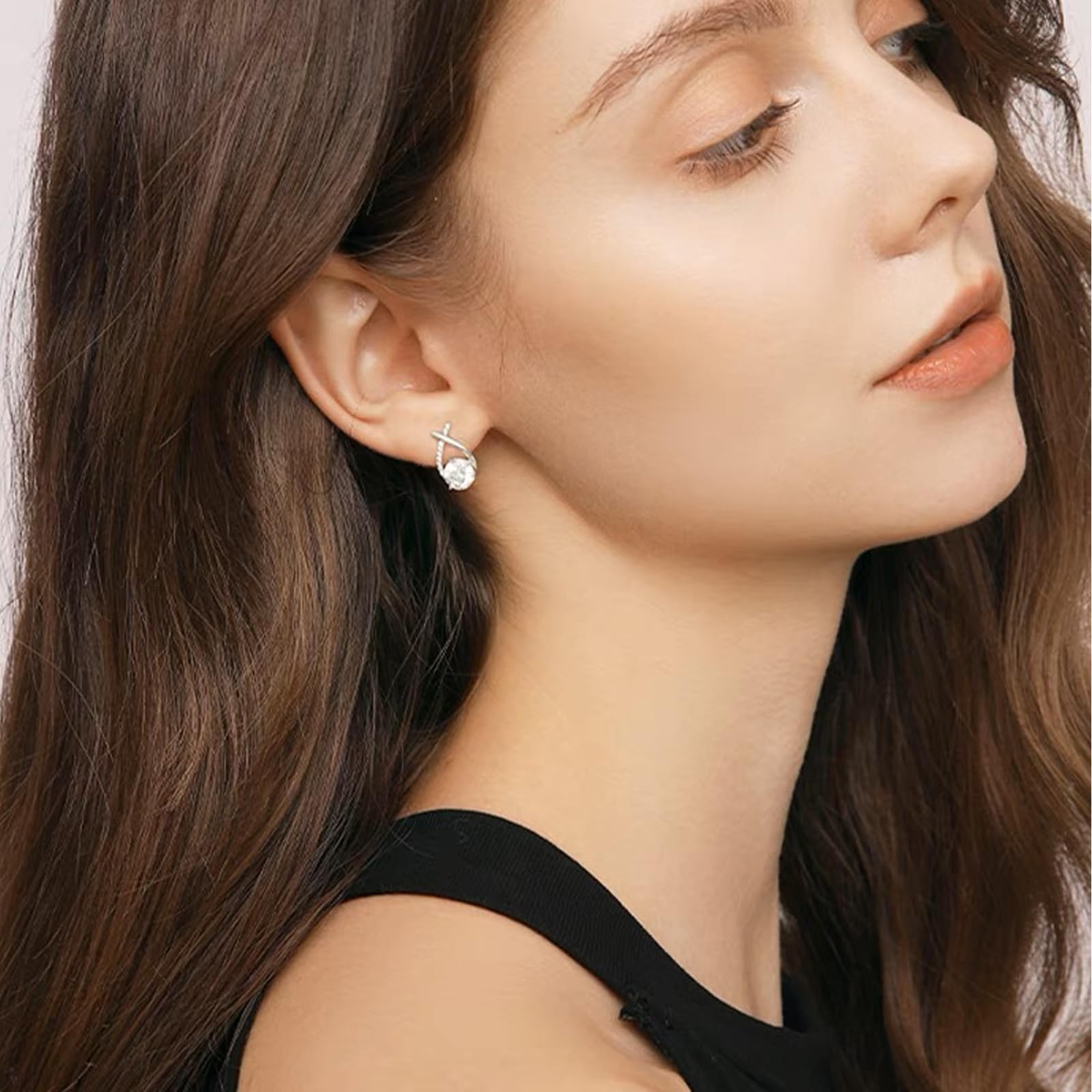Sterling Silver Stud Earrings for Women - Hypoallergenic Cubic Zirconia Simulated Diamond Earrings | Dainty Jewelry Gifts for Her, Girls, Mum | Perfect for Birthday, Christmas & Everyday Wear